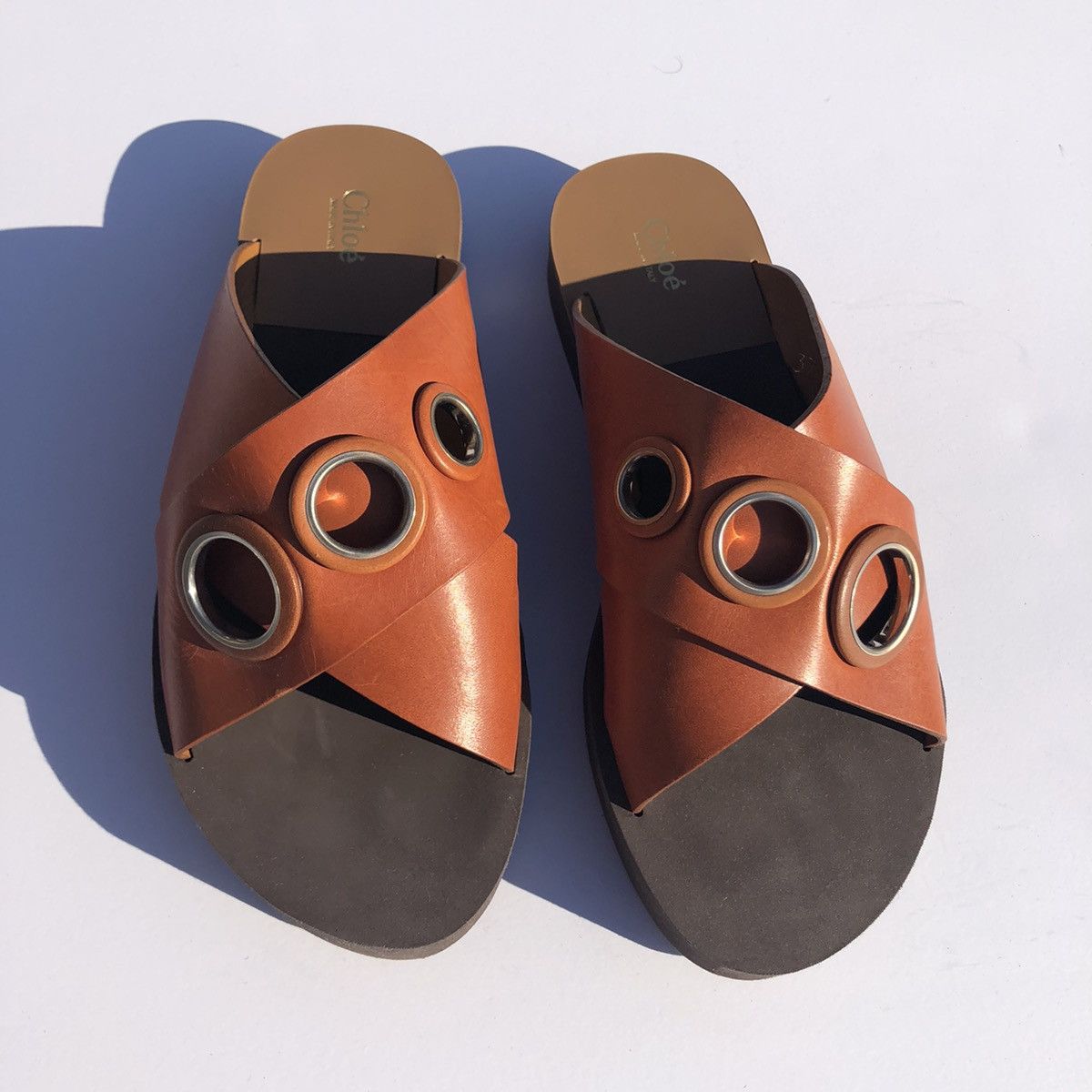 Chloe Chloe Orange Leather Ring Flat Sandal Size 37 Size US 7 / IT 37 - 5 Thumbnail
