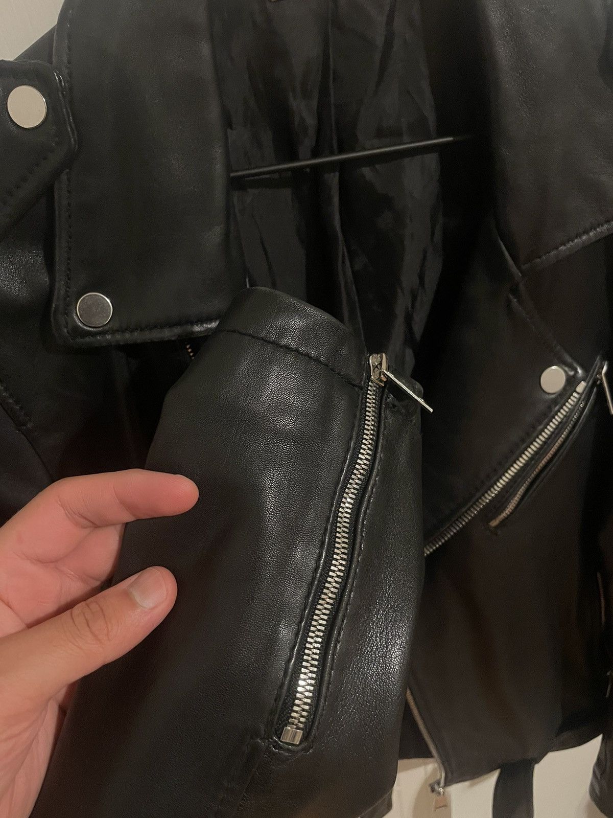 Zara Zara Lambskin Leather Biker Jacket - Size M Size US M / EU 48-50 / 2 - 6 Thumbnail