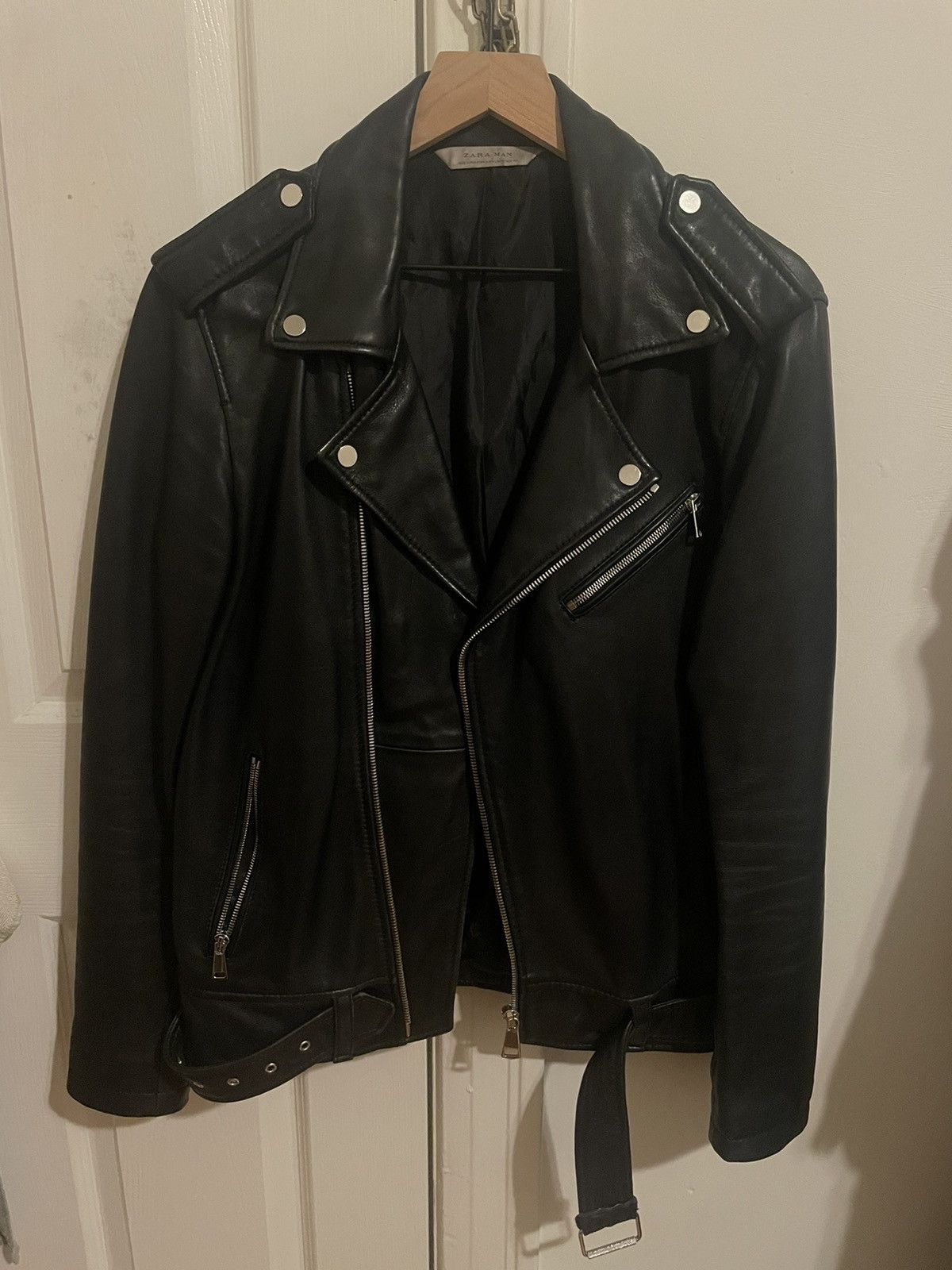 Zara Zara Lambskin Leather Biker Jacket - Size M | Grailed