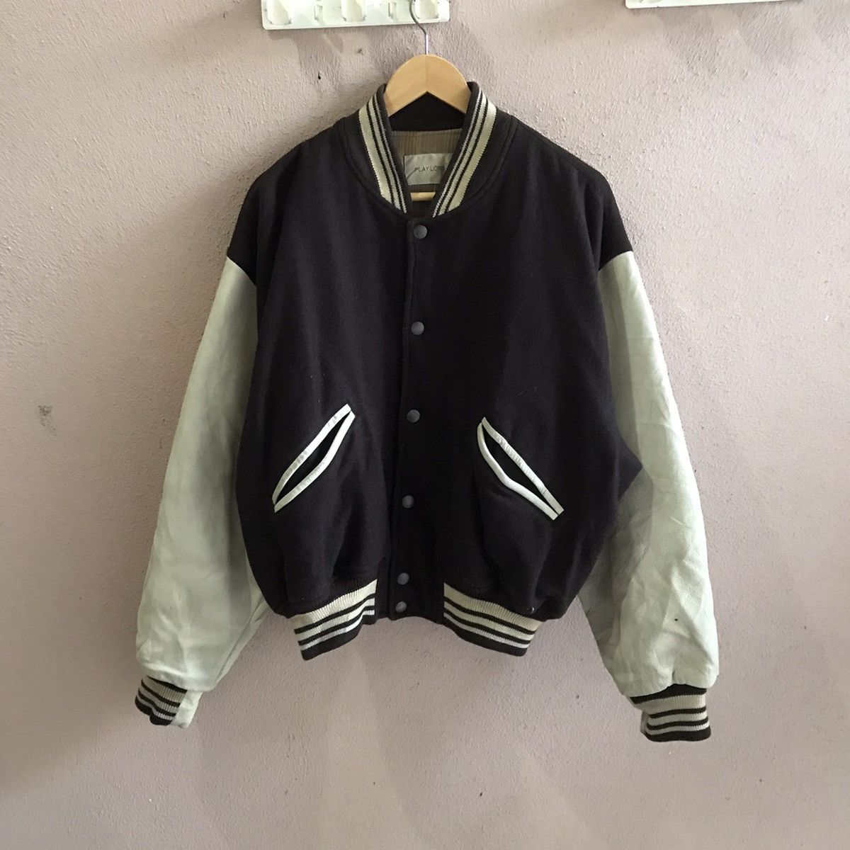 Vintage Vintage Varsity Playlord leather wool jacket stadium jacket Size US L / EU 52-54 / 3 - 2 Thumbnail