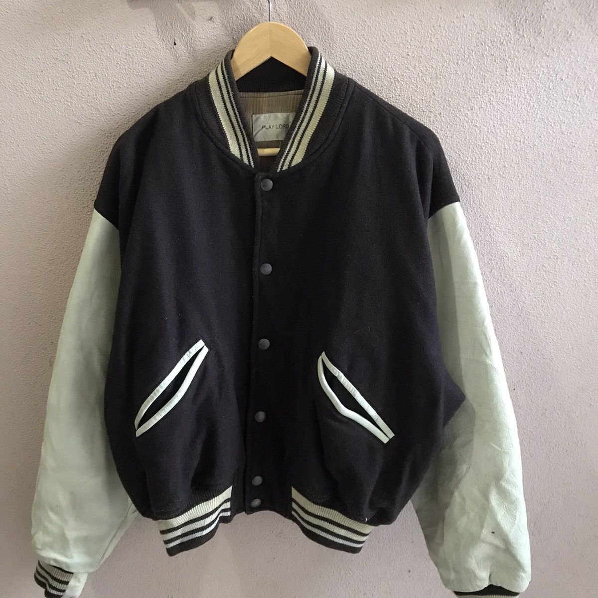 Vintage Vintage Varsity Playlord leather wool jacket stadium jacket Size US L / EU 52-54 / 3 - 5 Thumbnail