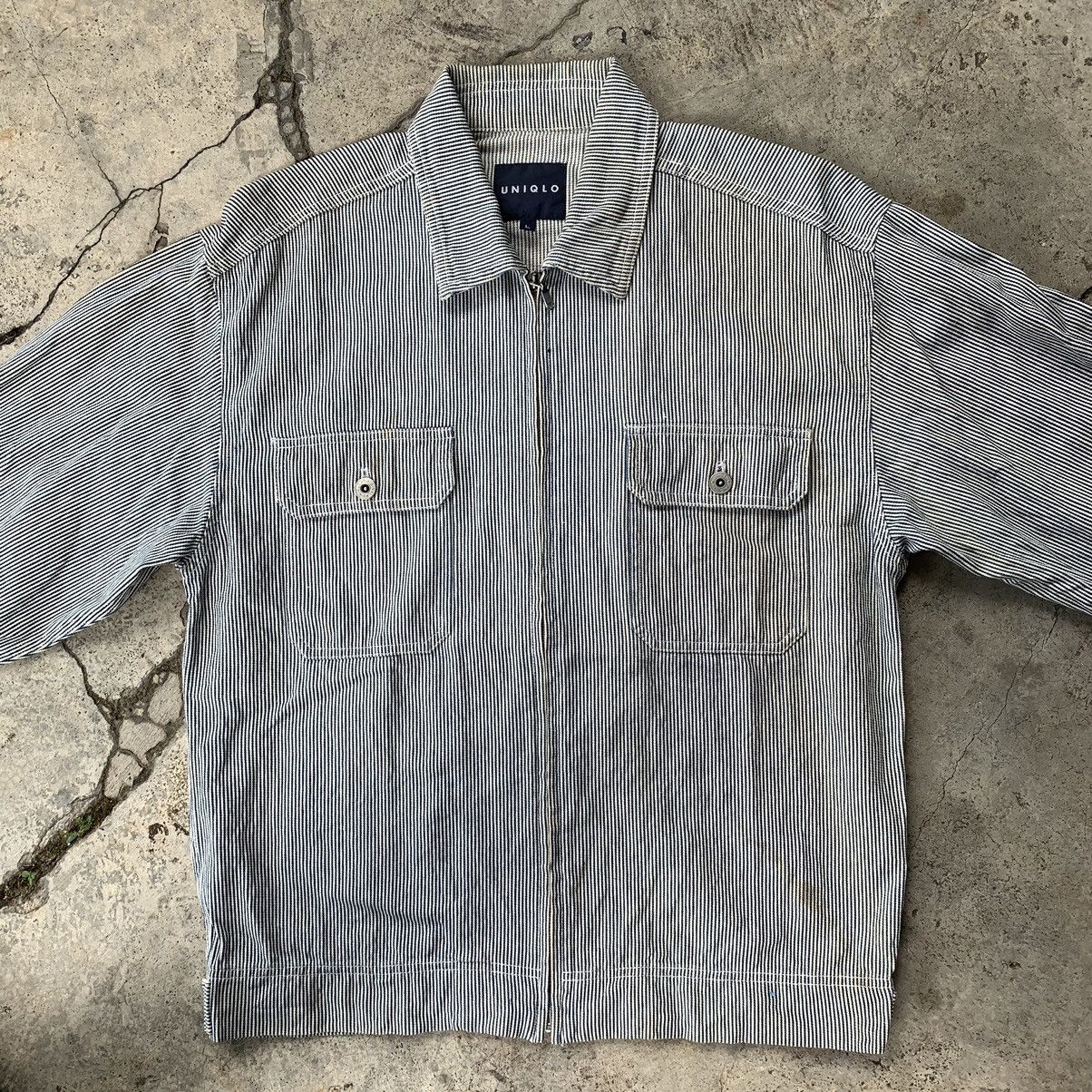 Japanese Brand × Uniqlo × Vintage Uniqlo striped light jacket workwear workers style jacket Size US L / EU 52-54 / 3 - 6 Thumbnail