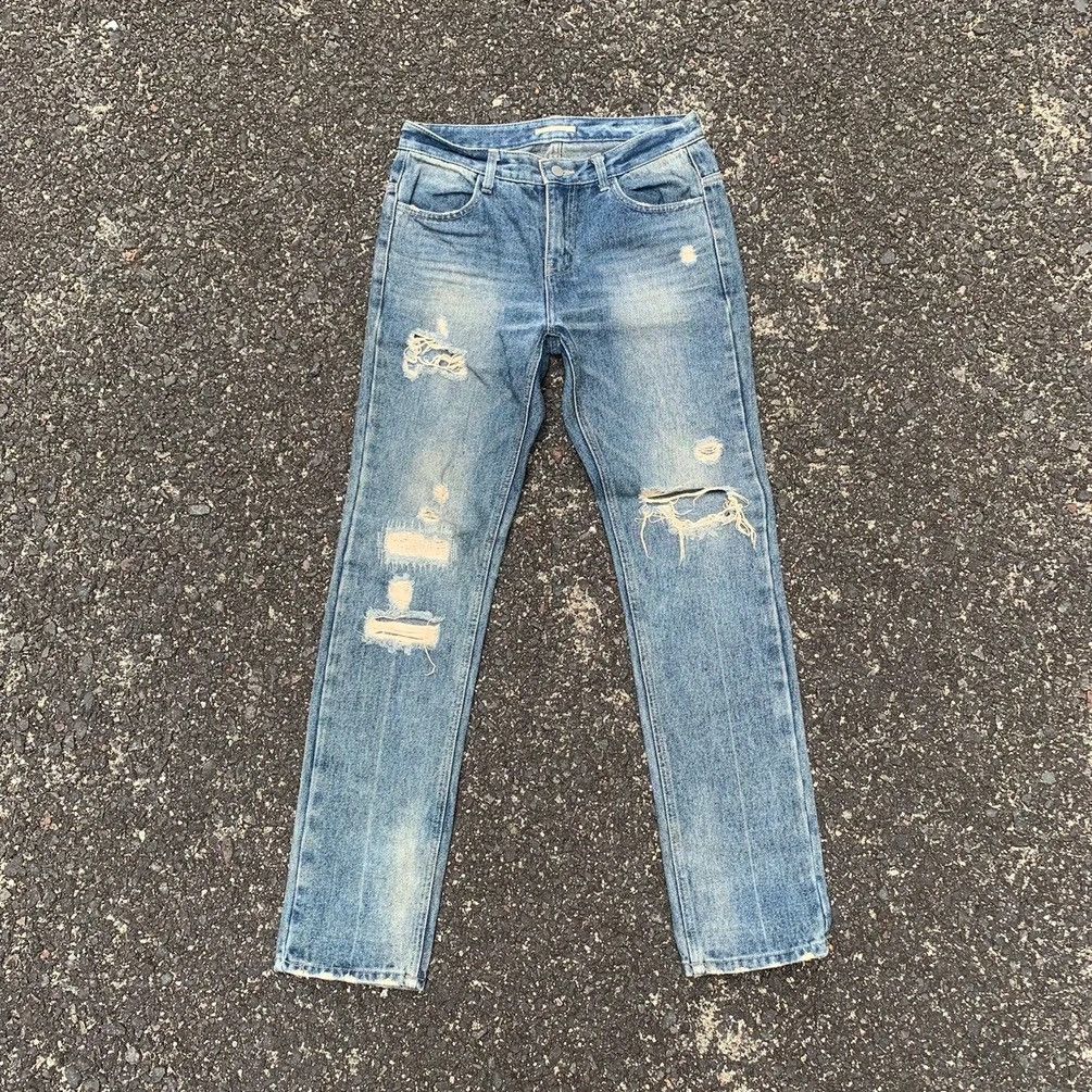 image of Vintage Grail Hare Jeans 30X31 Ripped Trousers Denim Rugged Pant in Blue, Men's