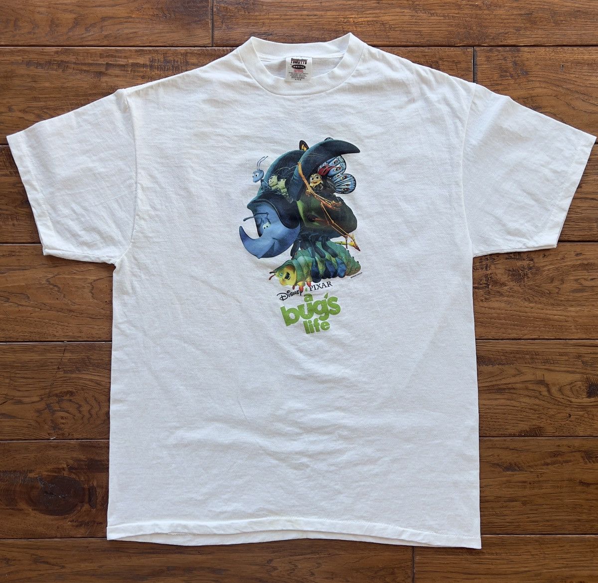 image of 1998 Single Stitch A Bugs Life Vintage White Movie Promo Tee, Men's (Size XL)