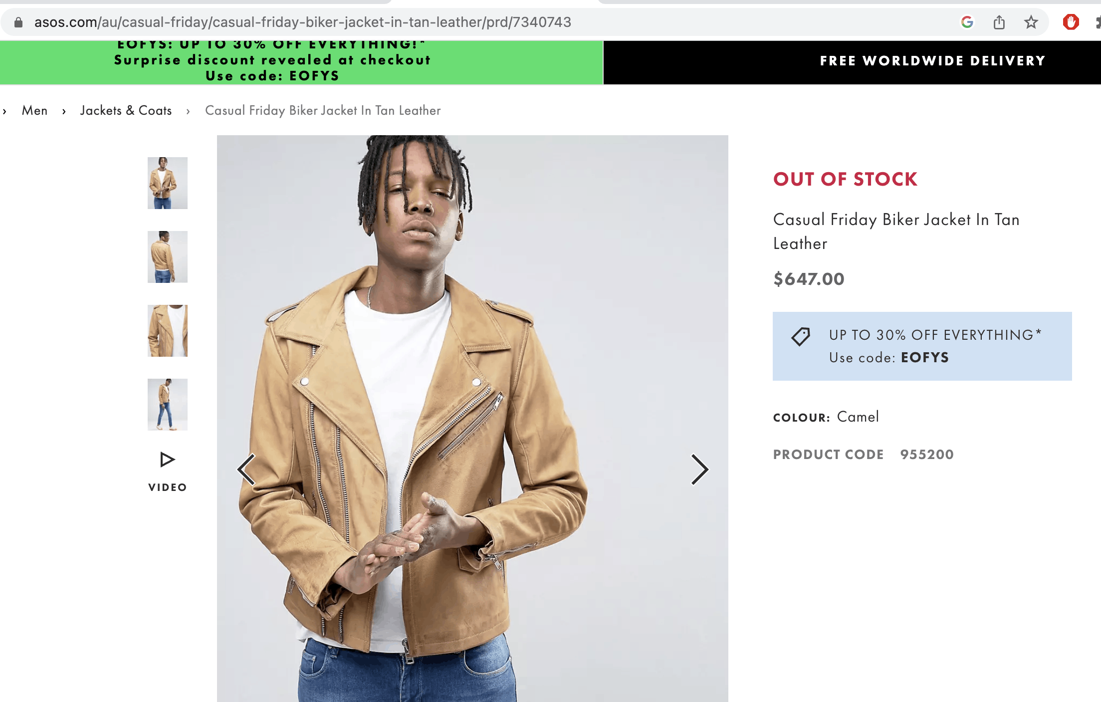 Genuine Leather Casual Friday Biker Jacket In Tan Leather Size US L / EU 52-54 / 3 - 4 Thumbnail
