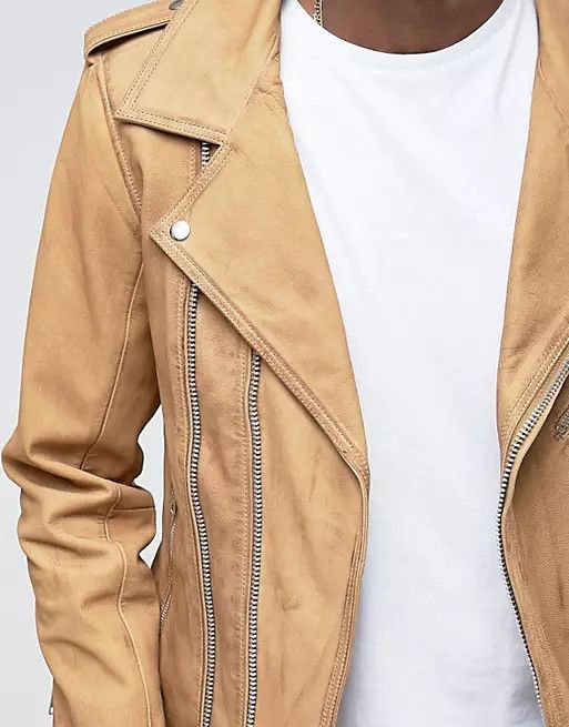 Genuine Leather Casual Friday Biker Jacket In Tan Leather Size US L / EU 52-54 / 3 - 3 Thumbnail