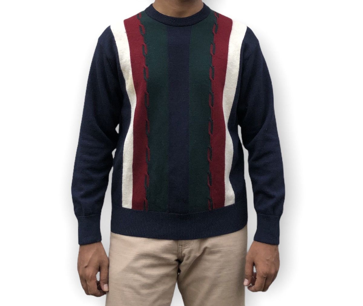 image of Vintage 90's Burberrys Knitted Sweatshirt, Men's (Size Medium)