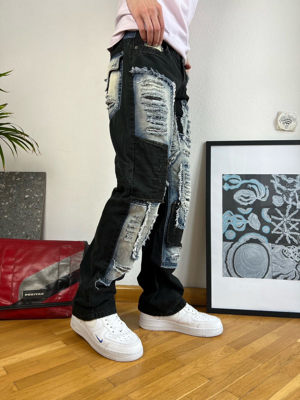 Japanese Brand × Vintage Distressed patches Denim Jeans Kurt cobain style grunge Size US 30 / EU 46 - 10 Thumbnail