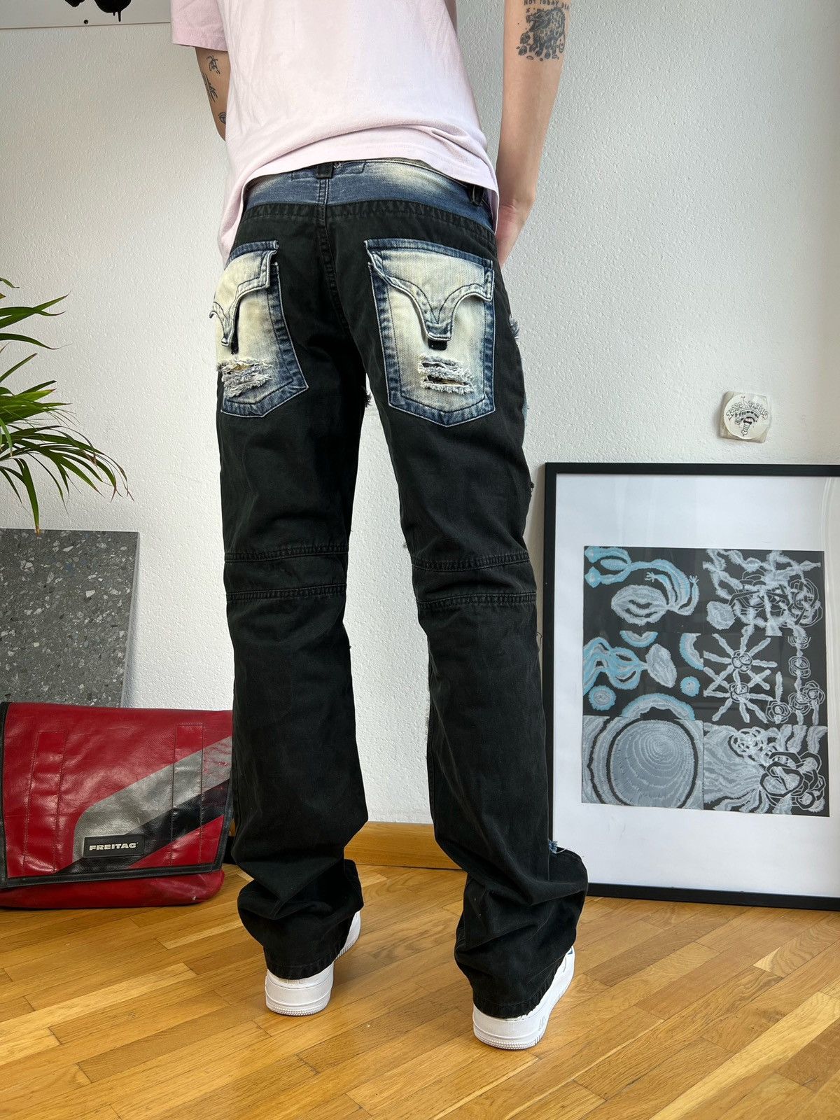 Japanese Brand × Vintage Distressed patches Denim Jeans Kurt cobain style grunge Size US 30 / EU 46 - 11 Thumbnail