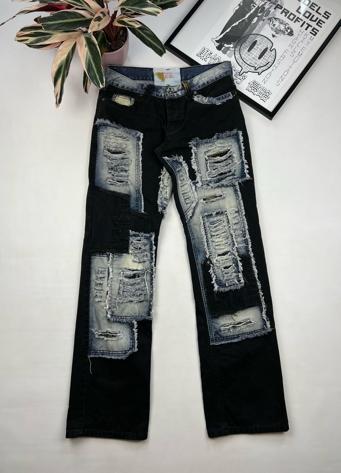 Japanese Brand × Vintage Distressed patches Denim Jeans Kurt cobain style grunge Size US 30 / EU 46 - 3 Thumbnail
