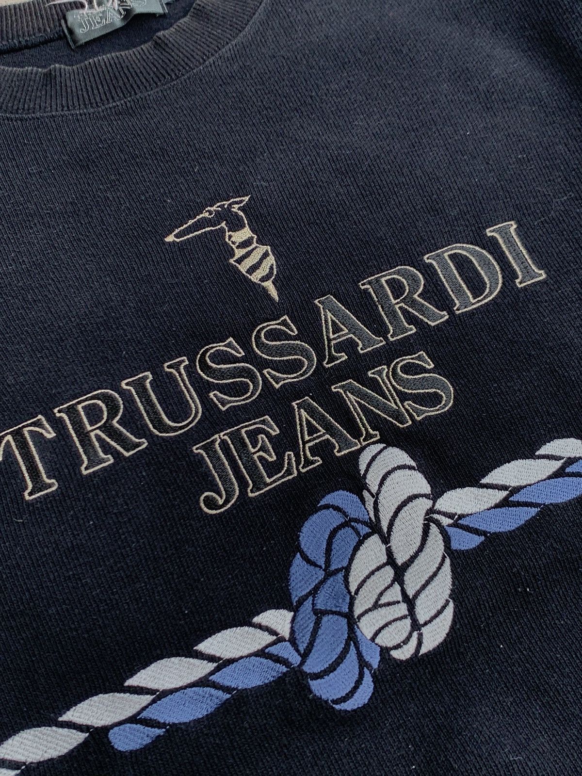 Trussardi Vintage Trussardi Embroidered Logo Crewneck Sweatshirt Size US M / EU 48-50 / 2 - 2 Thumbnail