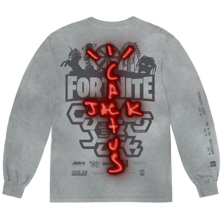 Pre-owned Travis Scott 2xl Cactus Jack Fortnite Sprayed Gray Back