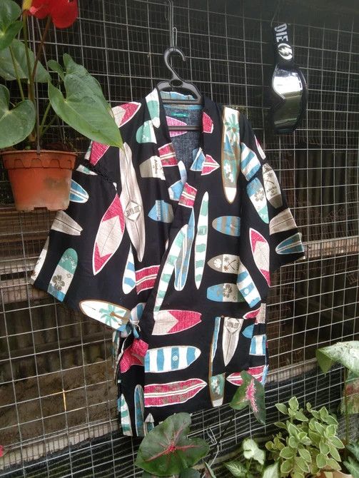 Designer RARE LIGHTLAYERS HAWAIIAN MEN KIMONO Size US L / EU 52-54 / 3 - 4 Thumbnail