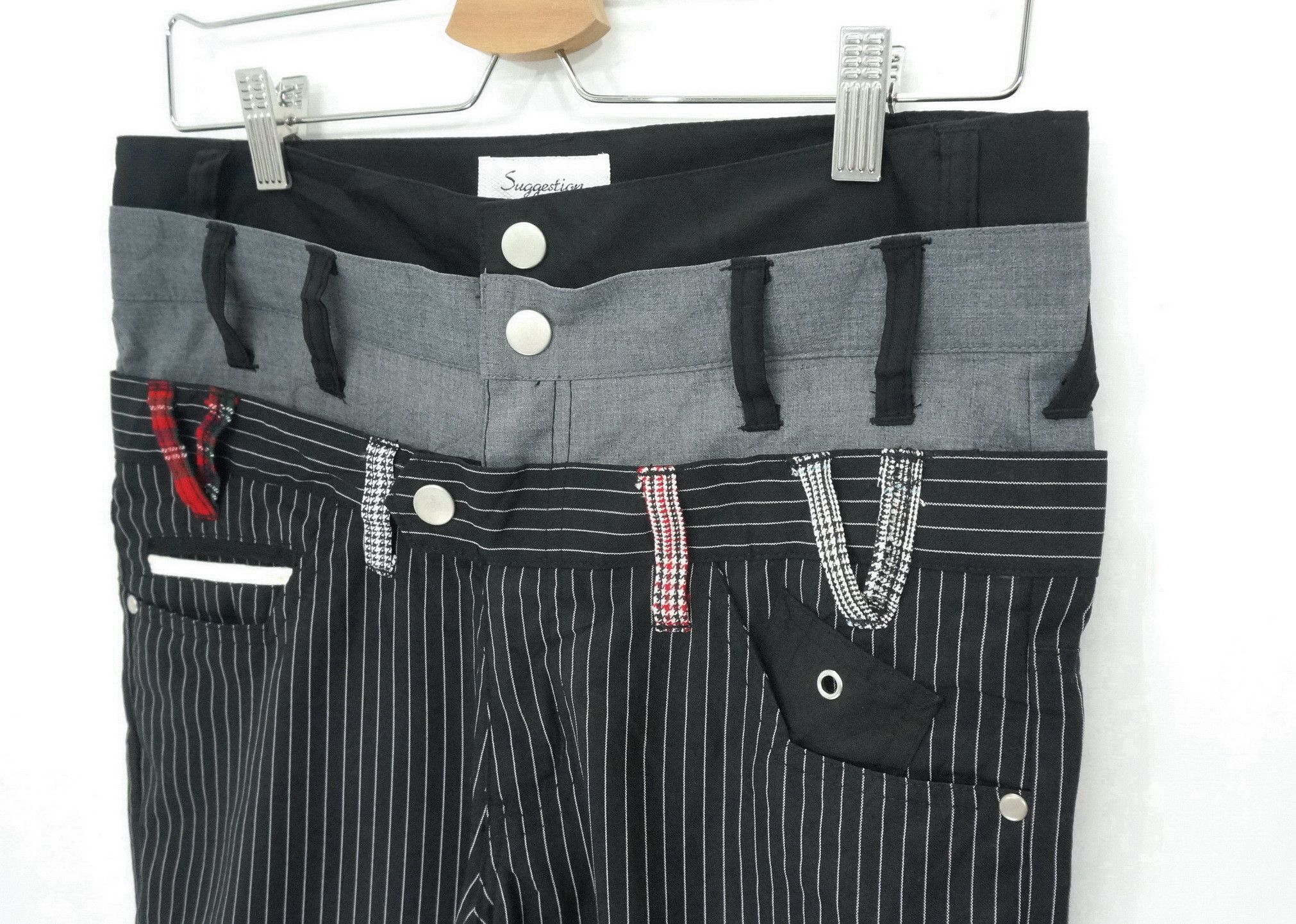 Japanese Brand Dope SUGGESTION Triple Waist Stripe Punk Skinny Pants Size US 31 - 3 Thumbnail