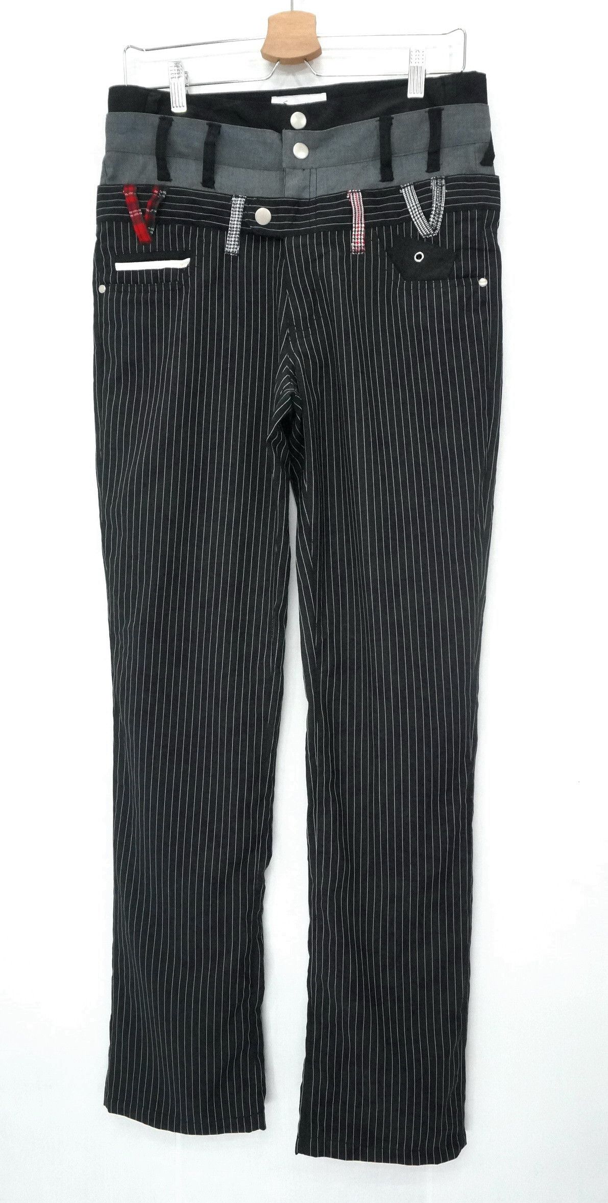 Japanese Brand Dope SUGGESTION Triple Waist Stripe Punk Skinny Pants Size US 31 - 1 Thumbnail