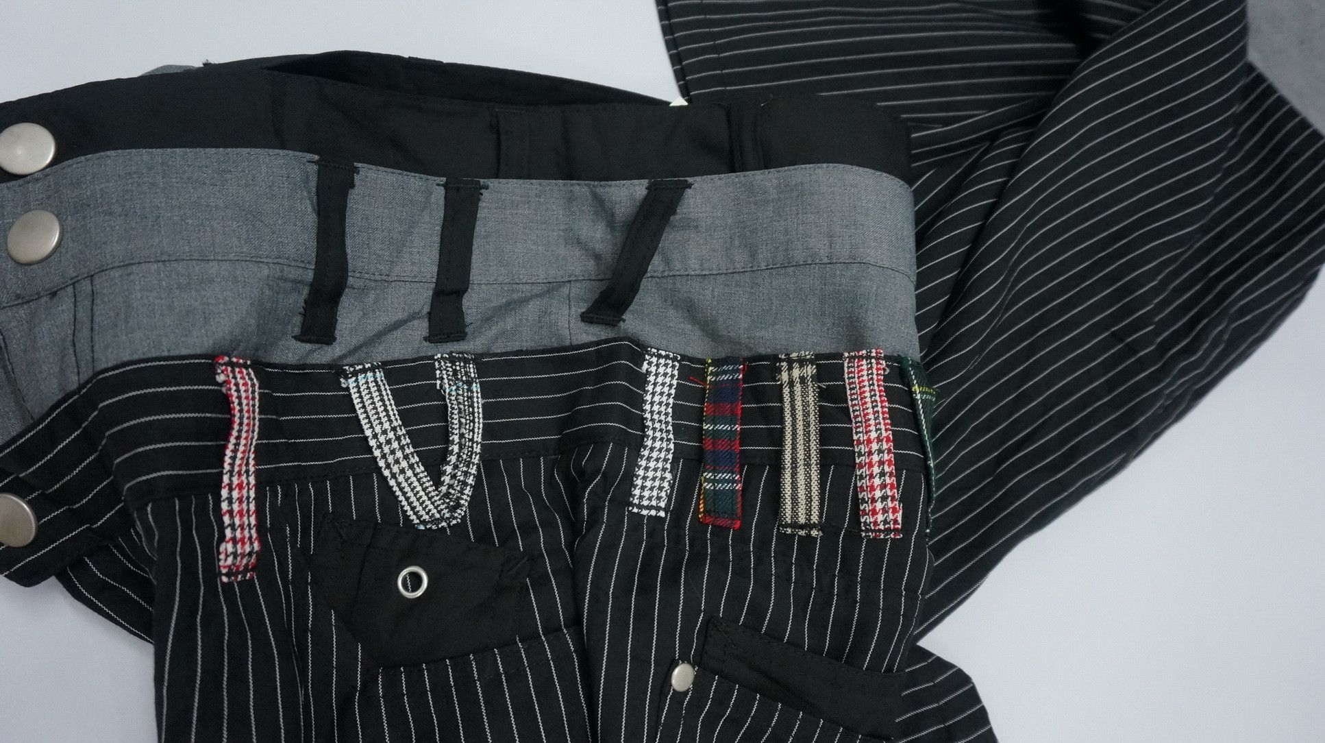Japanese Brand Dope SUGGESTION Triple Waist Stripe Punk Skinny Pants Size US 31 - 18 Thumbnail