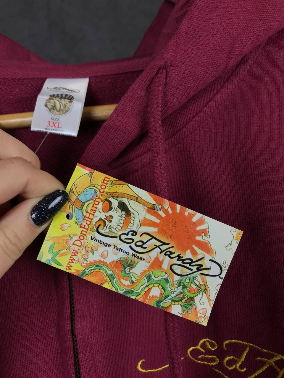 Christian Audigier Ed Hardy luxury designer crazy overprinted hoodie Size US XXL / EU 58 / 5 - 13 Thumbnail