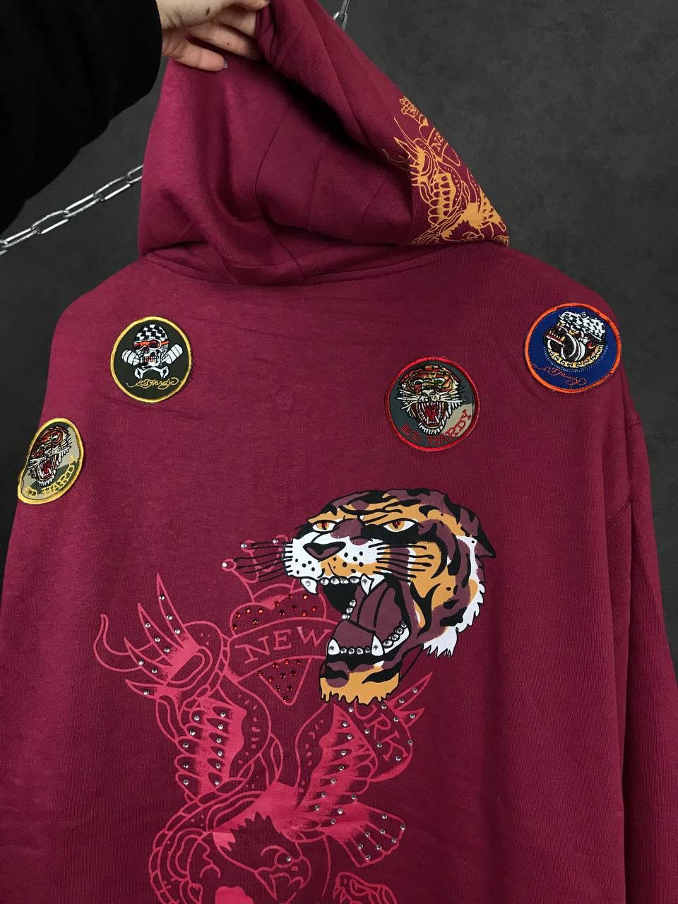 Christian Audigier Ed Hardy luxury designer crazy overprinted hoodie Size US XXL / EU 58 / 5 - 10 Thumbnail