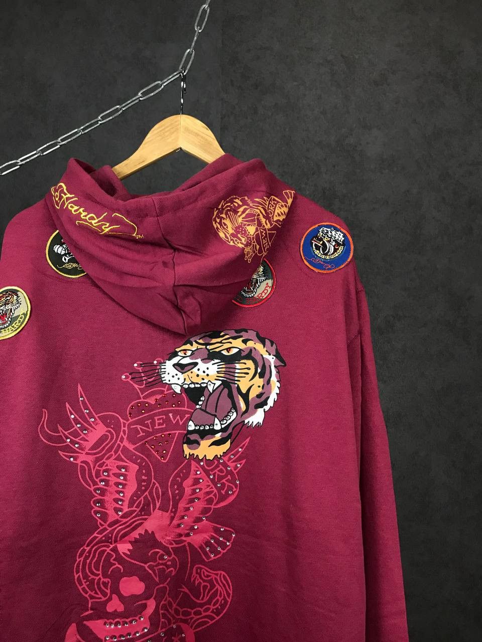 Christian Audigier Ed Hardy luxury designer crazy overprinted hoodie Size US XXL / EU 58 / 5 - 9 Thumbnail