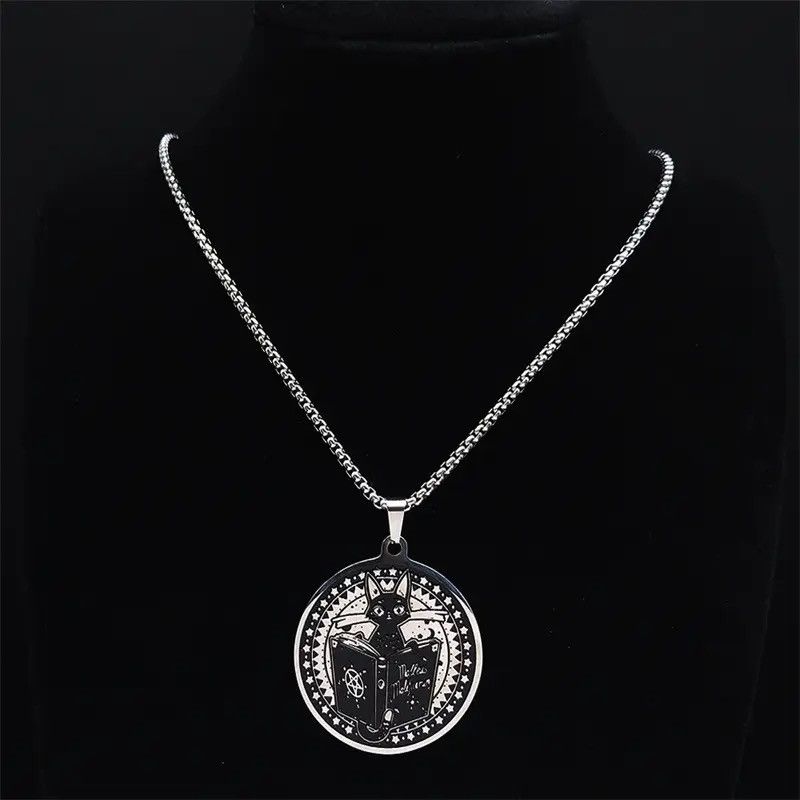 Jewelry Cat Magic Divination Book Pentacle Necklace Size ONE SIZE - 1 Thumbnail