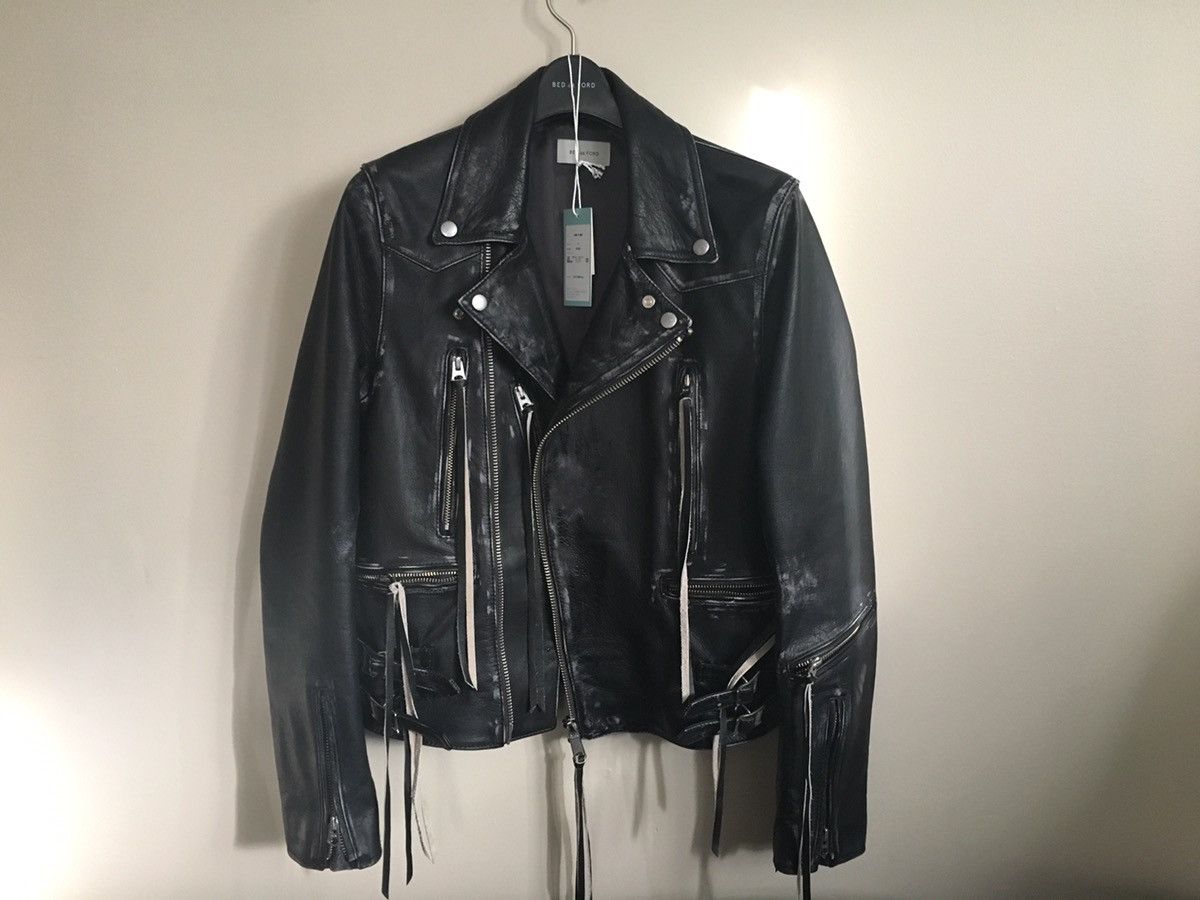 image of Bed J W Ford Aw18 Distressed 'michelle' Biker Jacket in Black, Men's (Size Small)