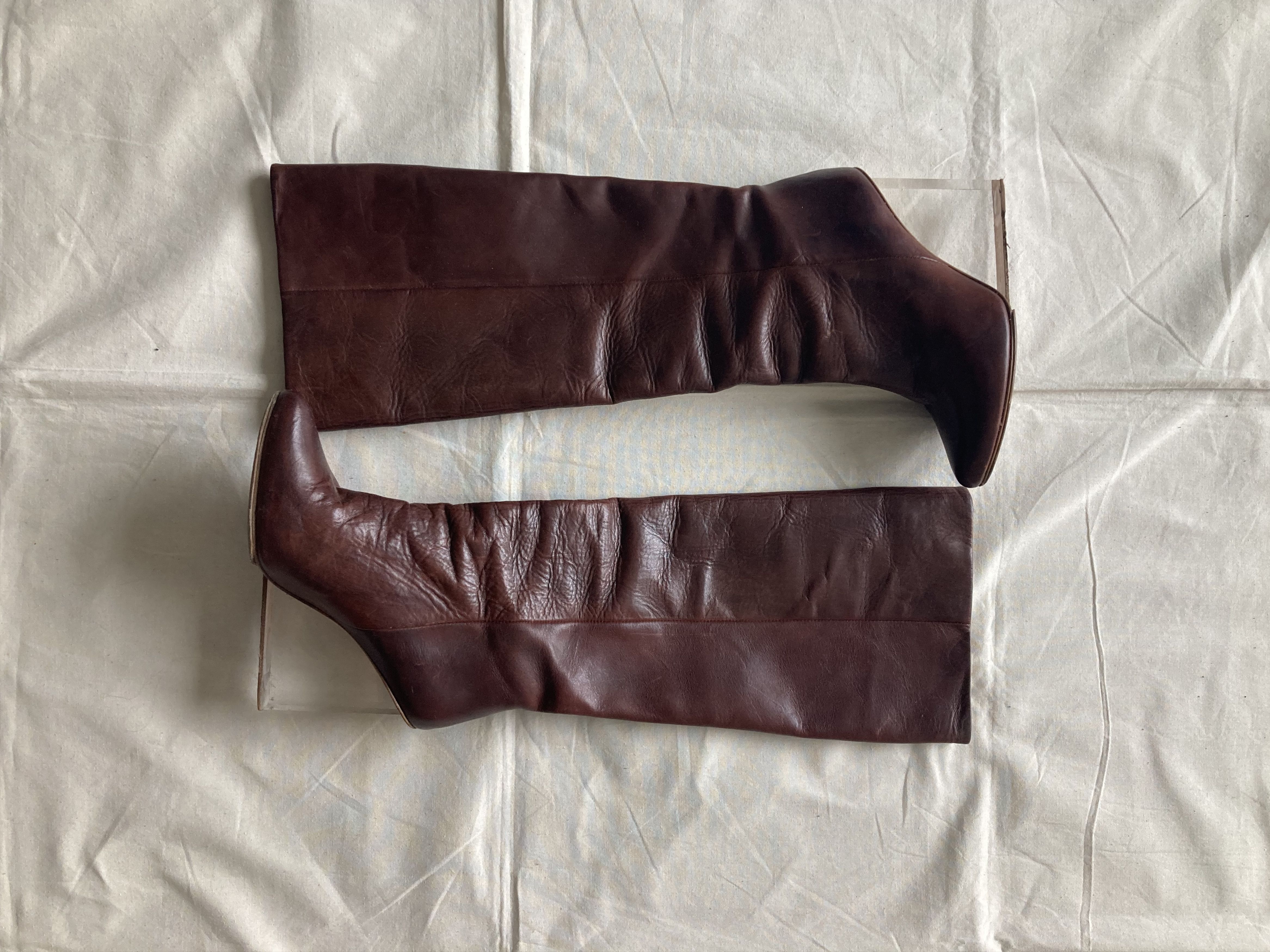 image of H&m x Maison Margiela Glass Heel Shoes High Leather Boots in Brown, Women's (Size 6)