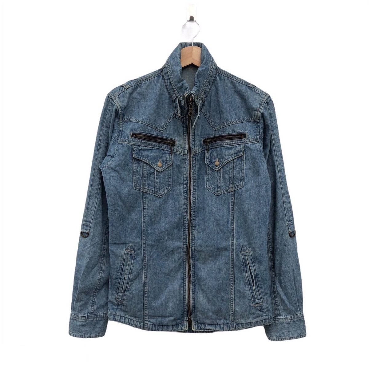 Denim Jacket MICHEL KLEIN HOMME PARACHUTE BIKER DENIM JACKET | Grailed