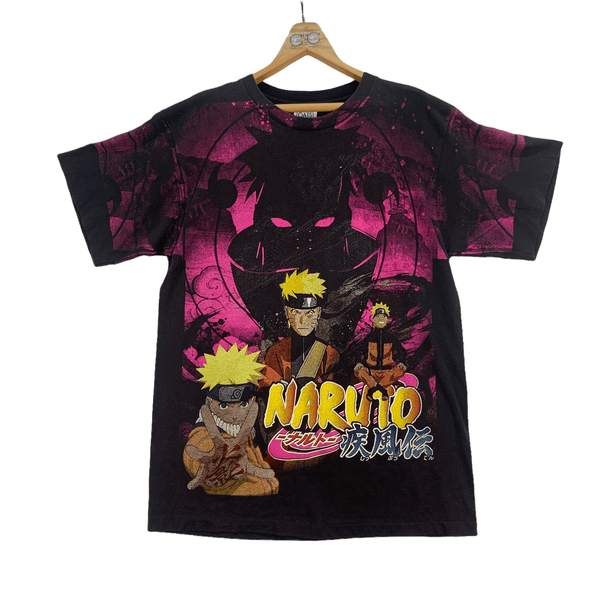 image of Anima x Made In USA VTG Wild Oats Anime Naruto Printed Bootleg Tee 4035-140 in Black (Size XL)