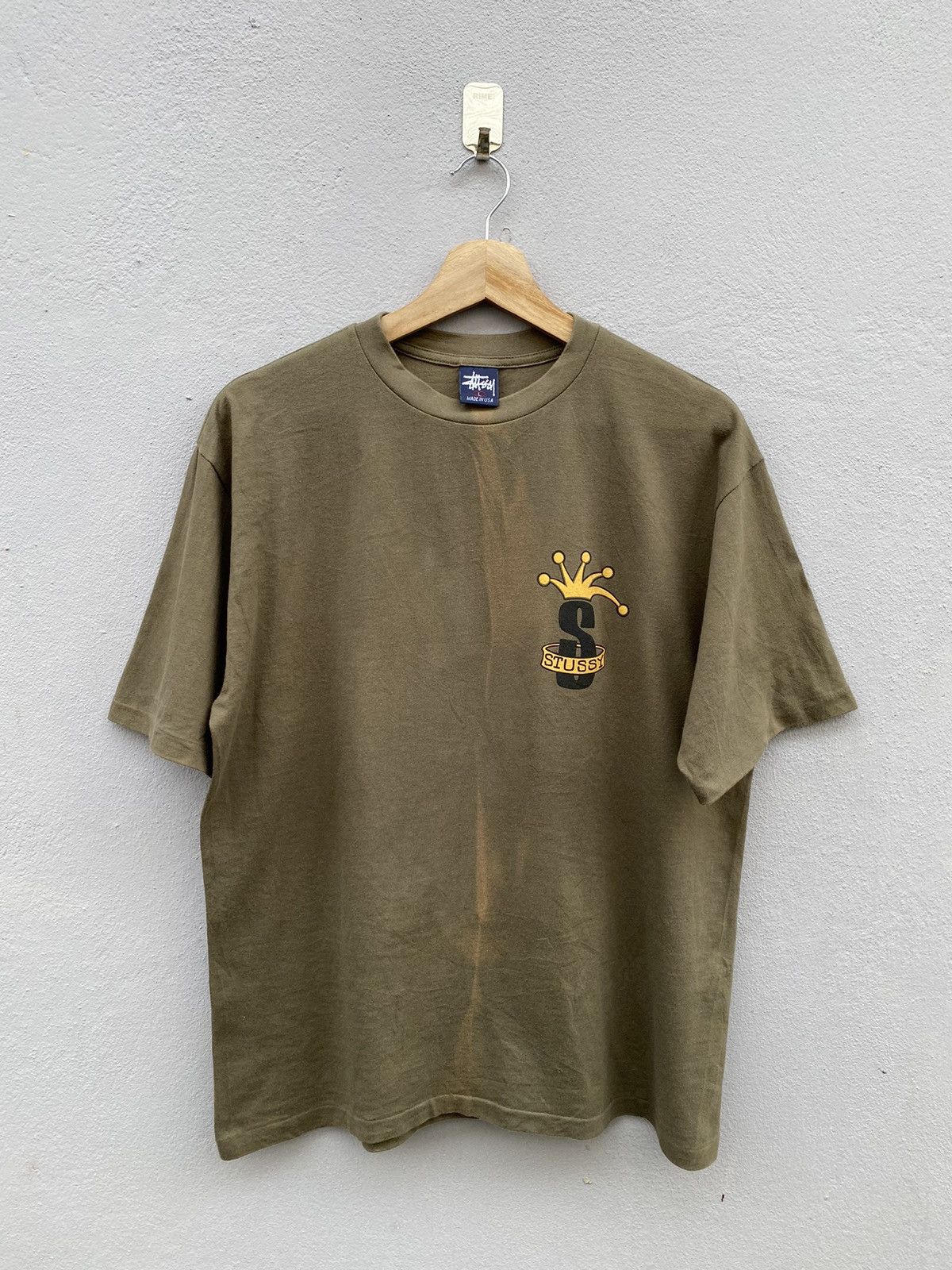 Stussy RARE💥Vintage OG 90s STÜSSY Crown 👑 Single Stitch Olive Tee Size US L / EU 52-54 / 3 - 5 Thumbnail