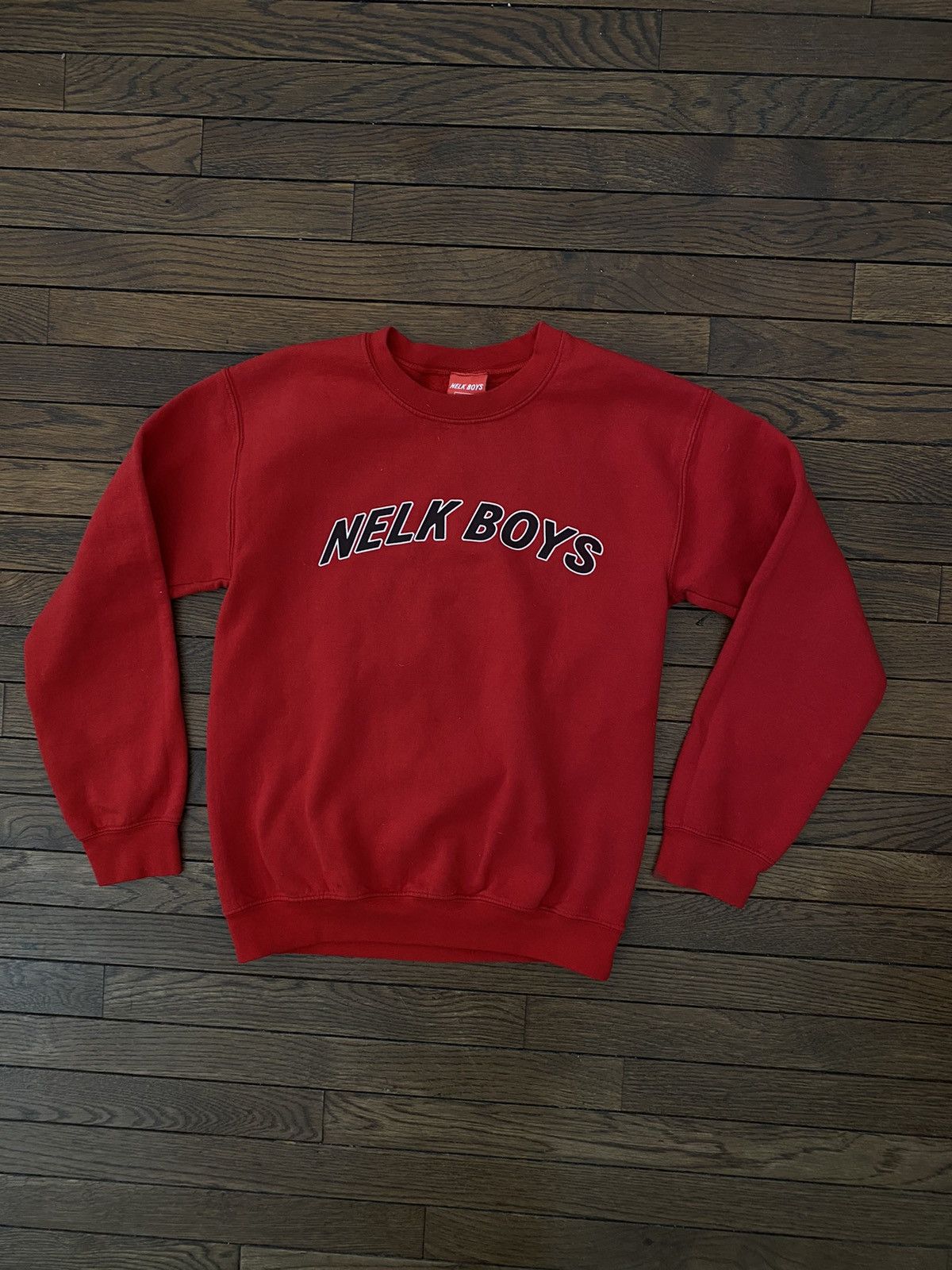 image of Full Send By Nelk Boys Red Collegiate Sweatshirt Small, Men's