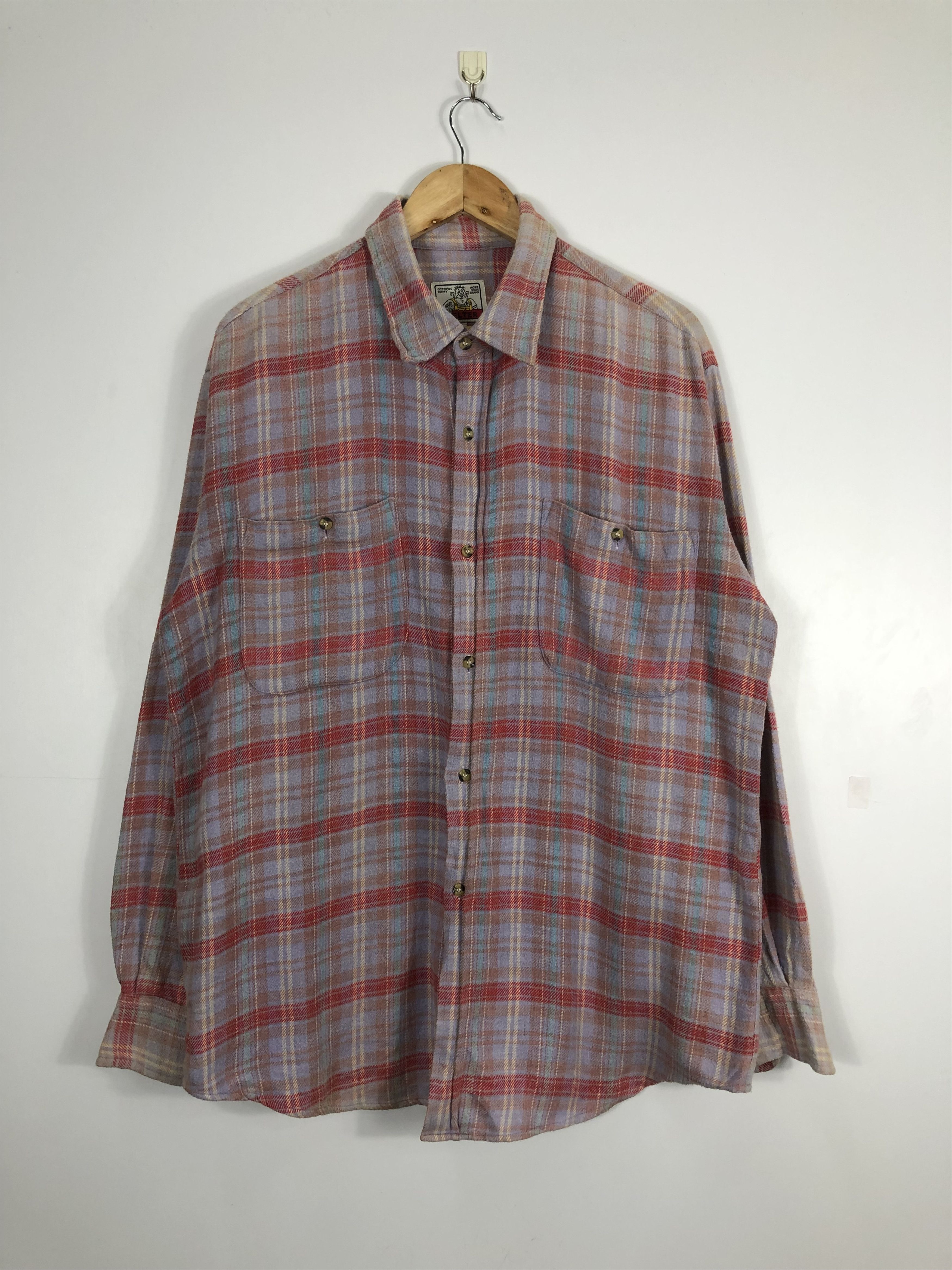 image of Vintage Welter Shadow Plaid Tartan Flannel in Red, Men's (Size Large)