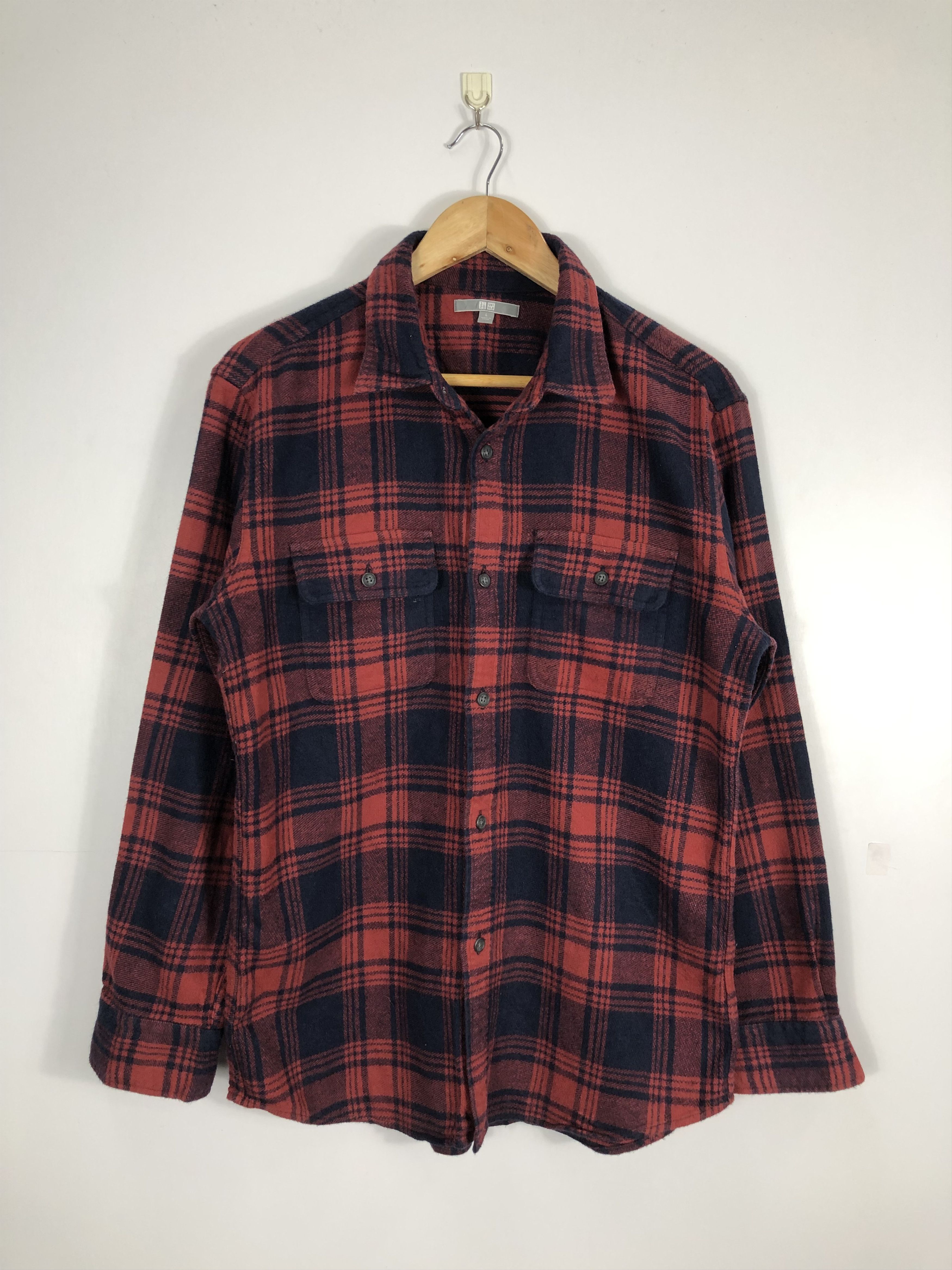 Uniqlo × Vintage Vintage Uniqlo Shadow Plaid Flannel Size US L / EU 52-54 / 3 - 1 Thumbnail