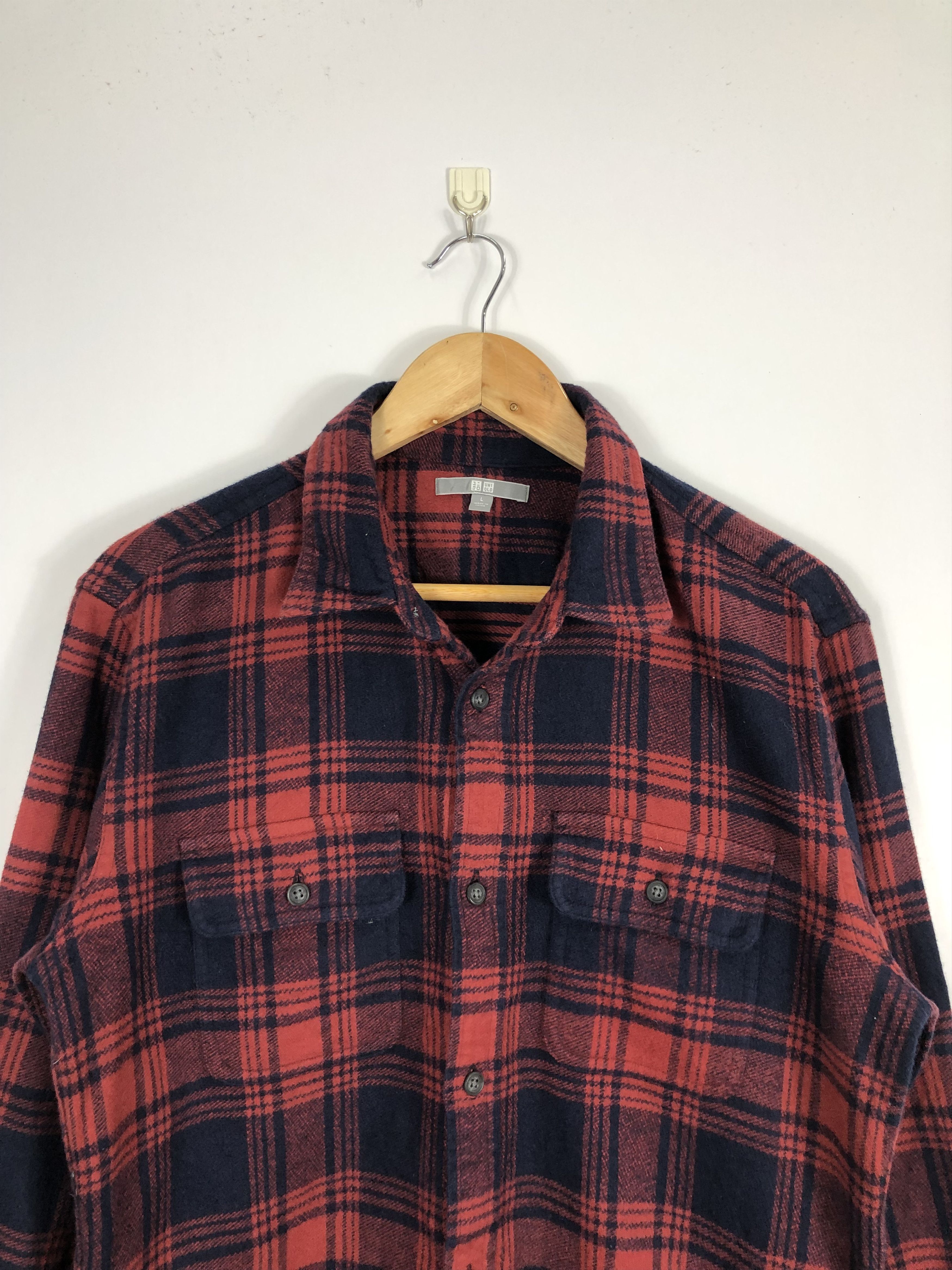 Uniqlo × Vintage Vintage Uniqlo Shadow Plaid Flannel Size US L / EU 52-54 / 3 - 2 Thumbnail