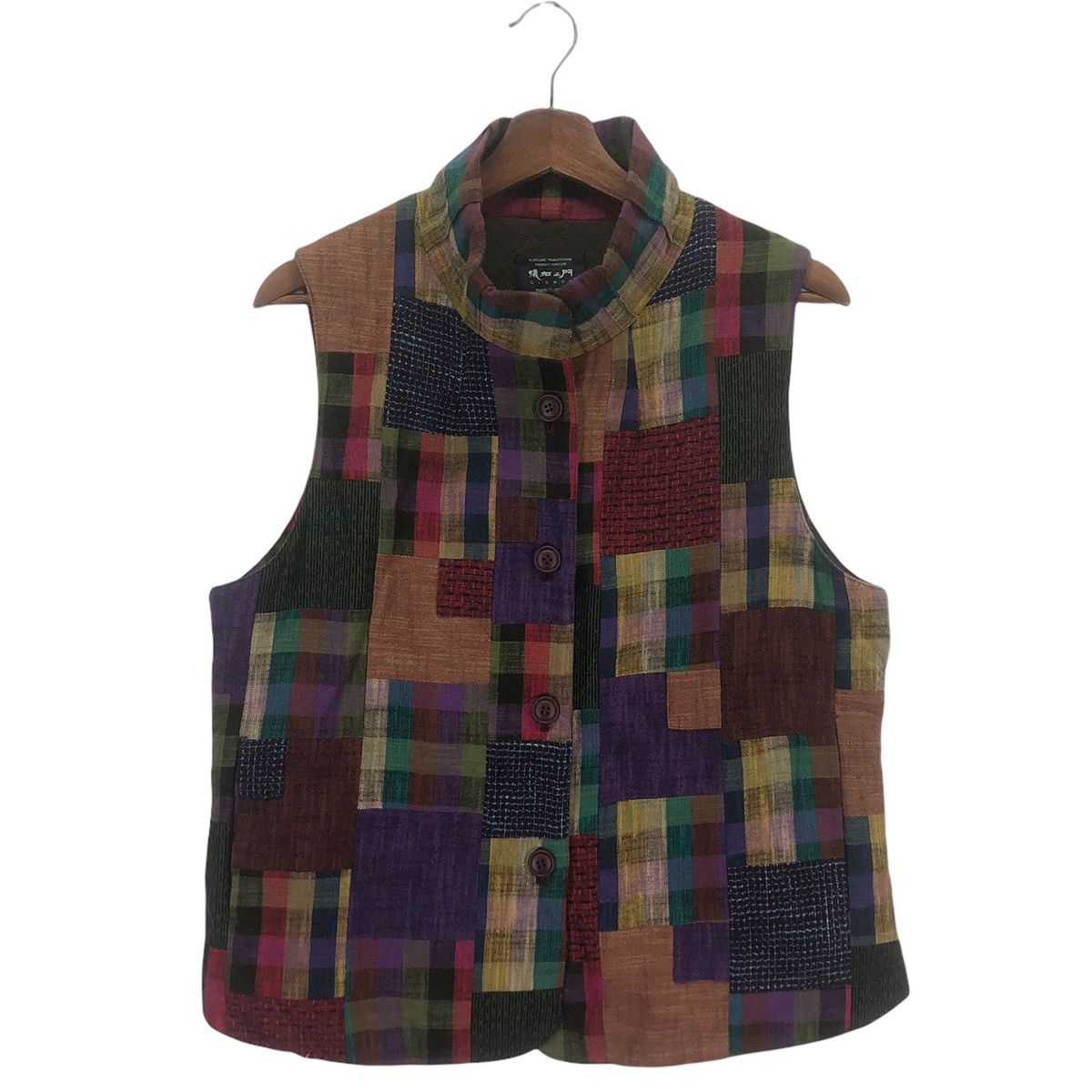 JAPANESE BRAND GIEMON PATCHWORK VEST MULTICOLOR
