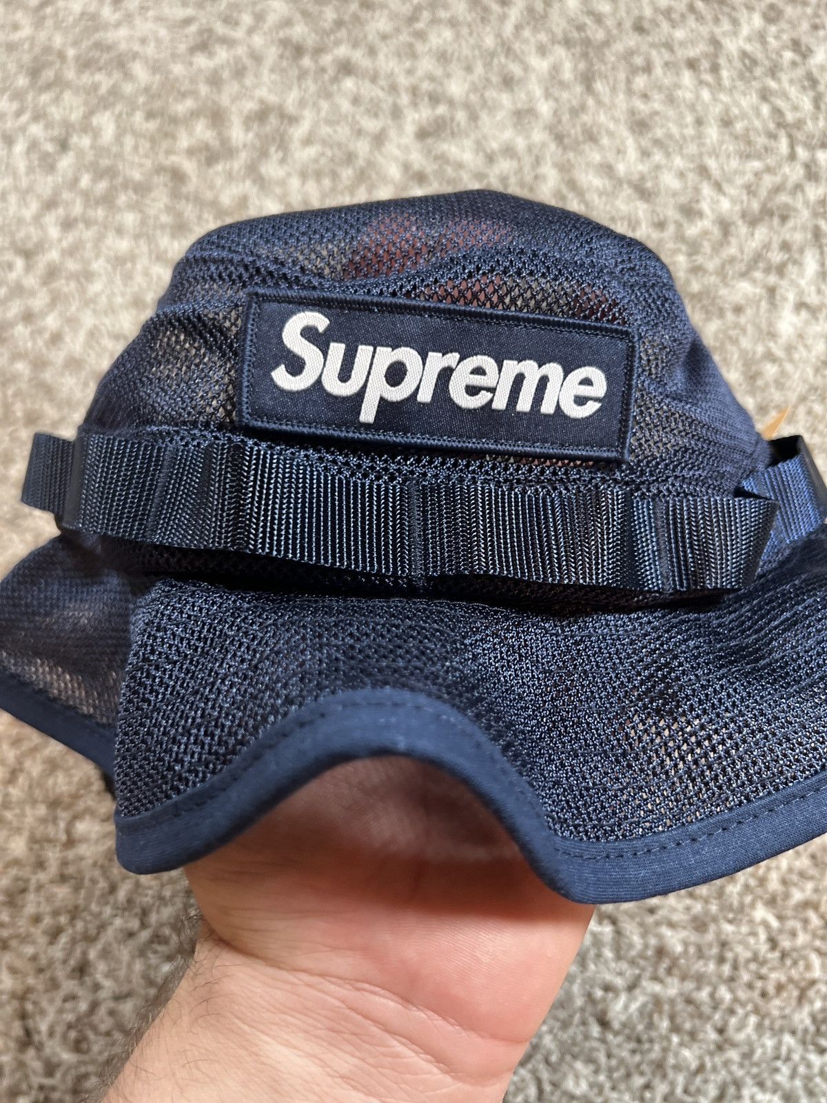 Pre-owned Hype X Supreme Mesh Cordura Boonie Bucket Hat M/l In Navy