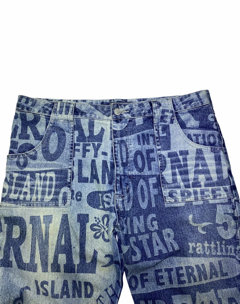 Japanese Brand Rare all over print bootcut flare denim very nice design Size US 38 / EU 54 - 3 Thumbnail