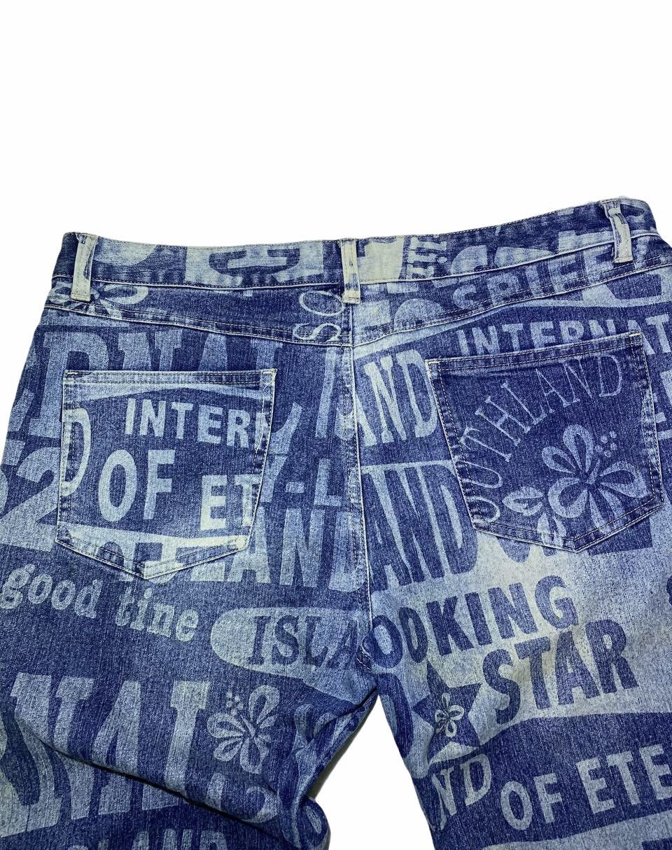 Japanese Brand Rare all over print bootcut flare denim very nice design Size US 38 / EU 54 - 4 Thumbnail