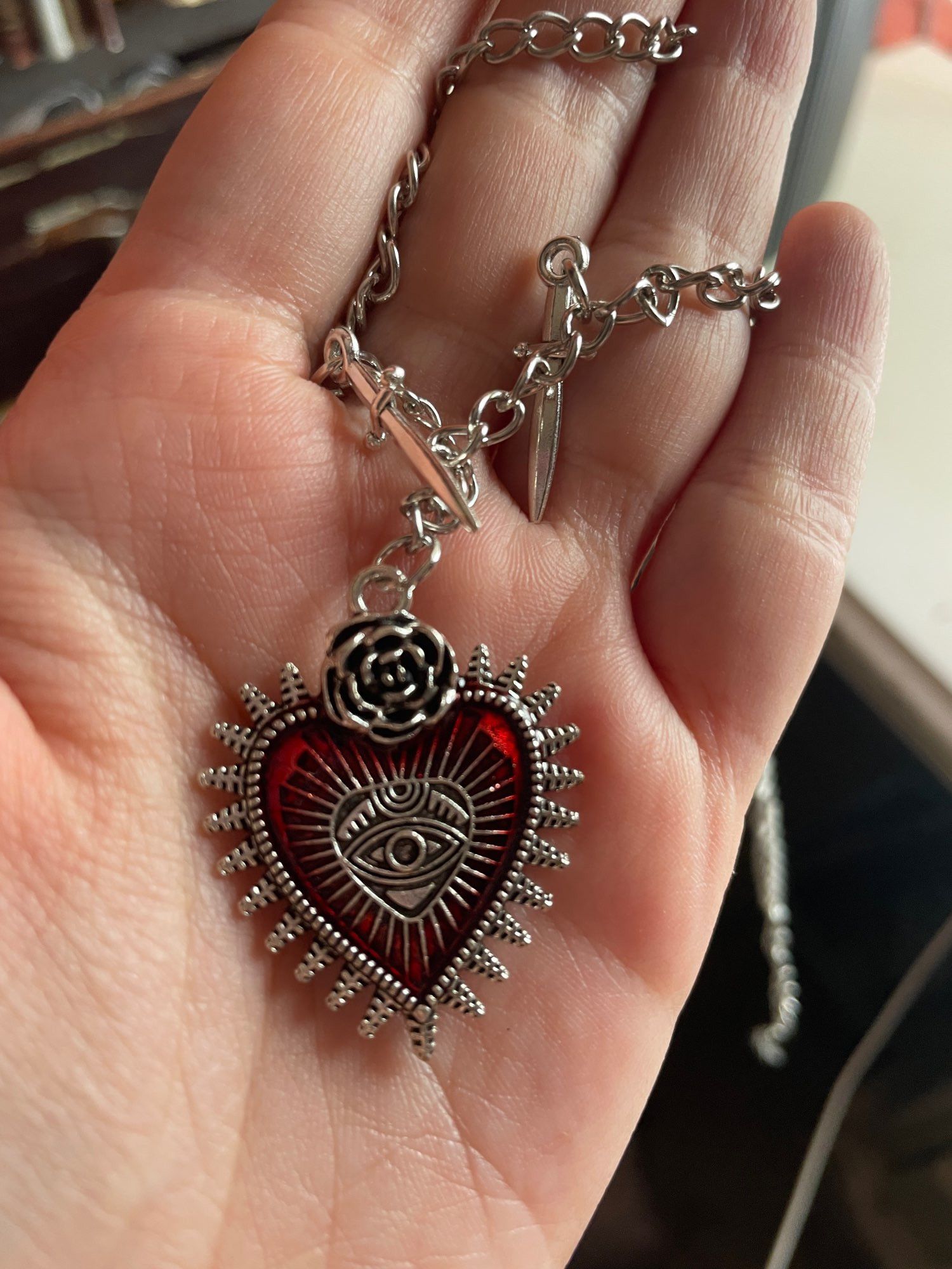 Jewelry Peach Heart Flower Cross Pendant Necklaces Size ONE SIZE - 1 Thumbnail