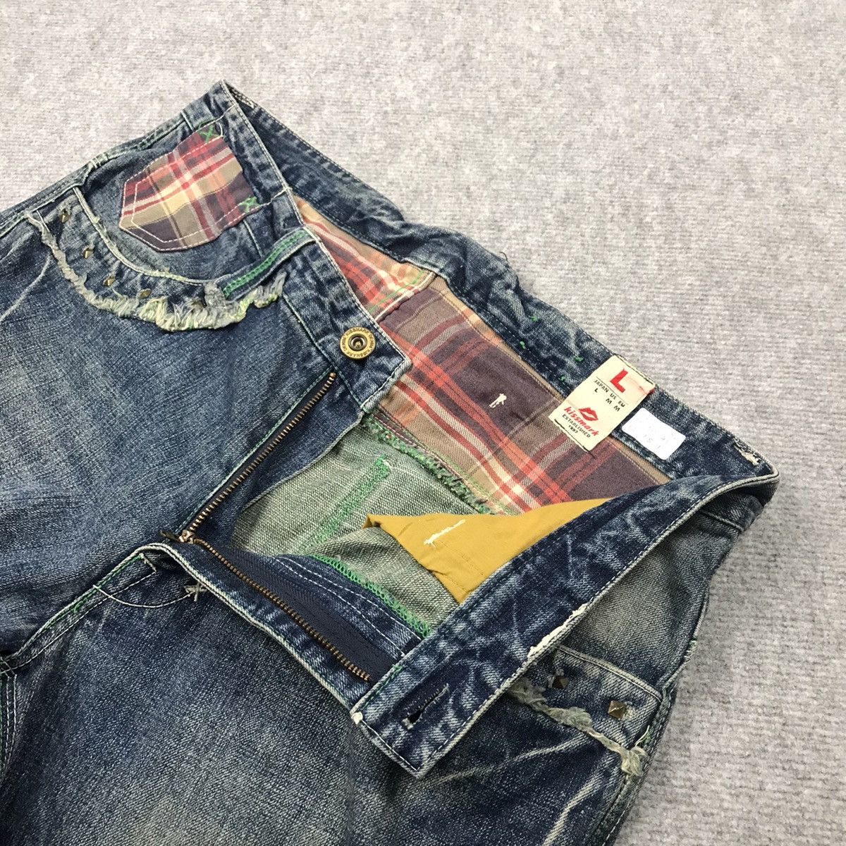 Japanese Brand BAGGY💥KISSMARK JAPAN DISTRESSED DENIM JEANS PANTS Size US 34 / EU 50 - 14 Thumbnail