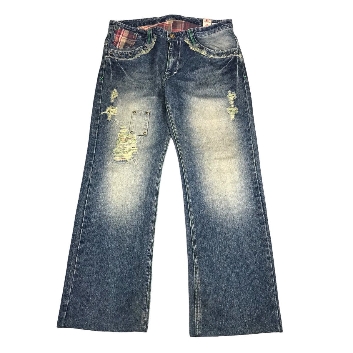 Japanese Brand BAGGY💥KISSMARK JAPAN DISTRESSED DENIM JEANS PANTS Size US 34 / EU 50 - 1 Thumbnail