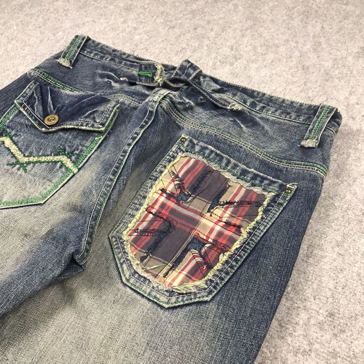 Japanese Brand BAGGY💥KISSMARK JAPAN DISTRESSED DENIM JEANS PANTS Size US 34 / EU 50 - 11 Thumbnail