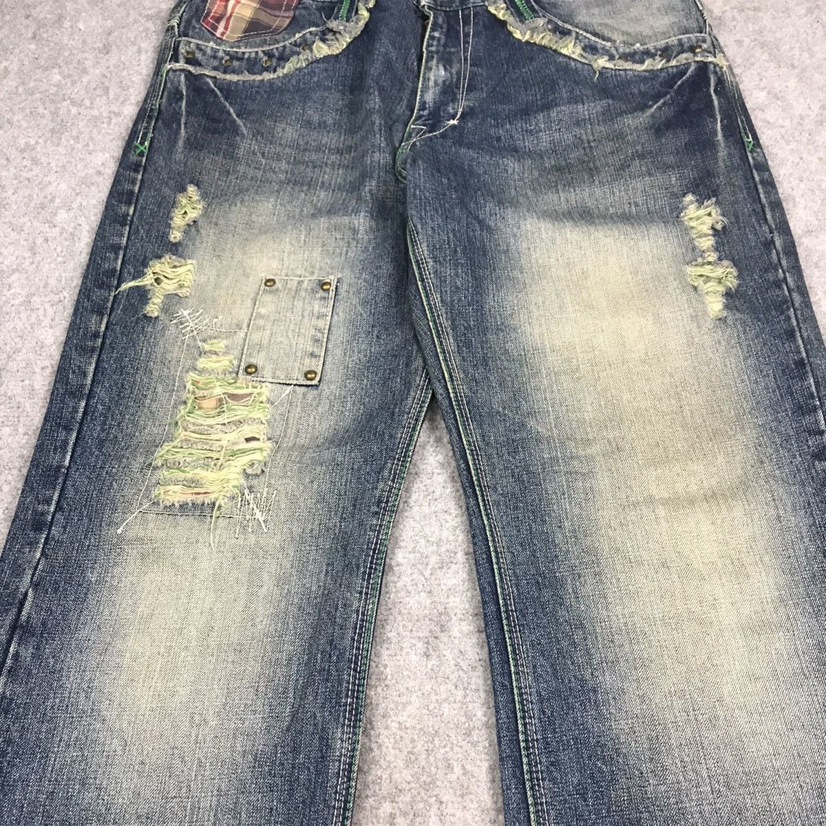 Japanese Brand BAGGY💥KISSMARK JAPAN DISTRESSED DENIM JEANS PANTS Size US 34 / EU 50 - 3 Thumbnail