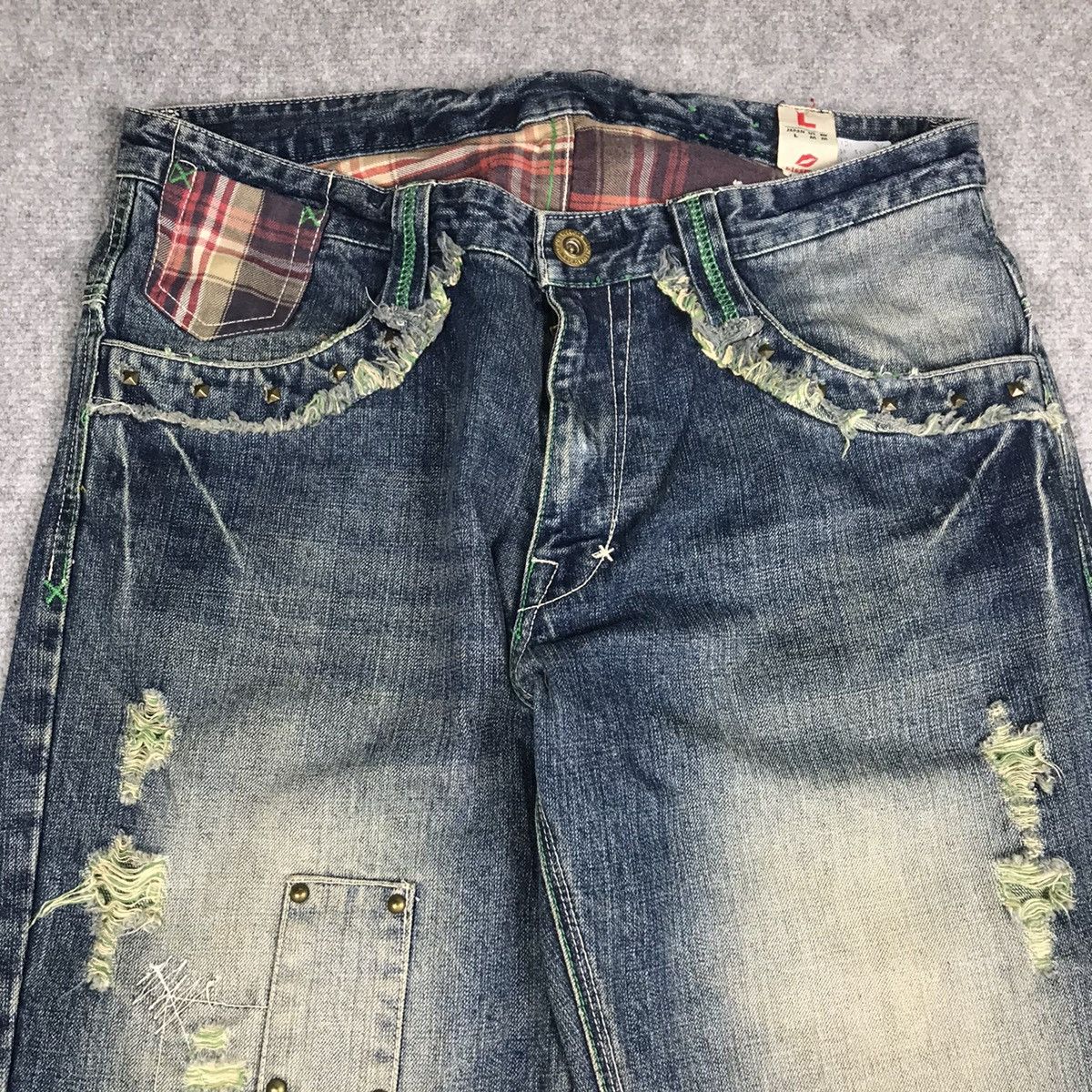 Japanese Brand BAGGY💥KISSMARK JAPAN DISTRESSED DENIM JEANS PANTS Size US 34 / EU 50 - 2 Thumbnail