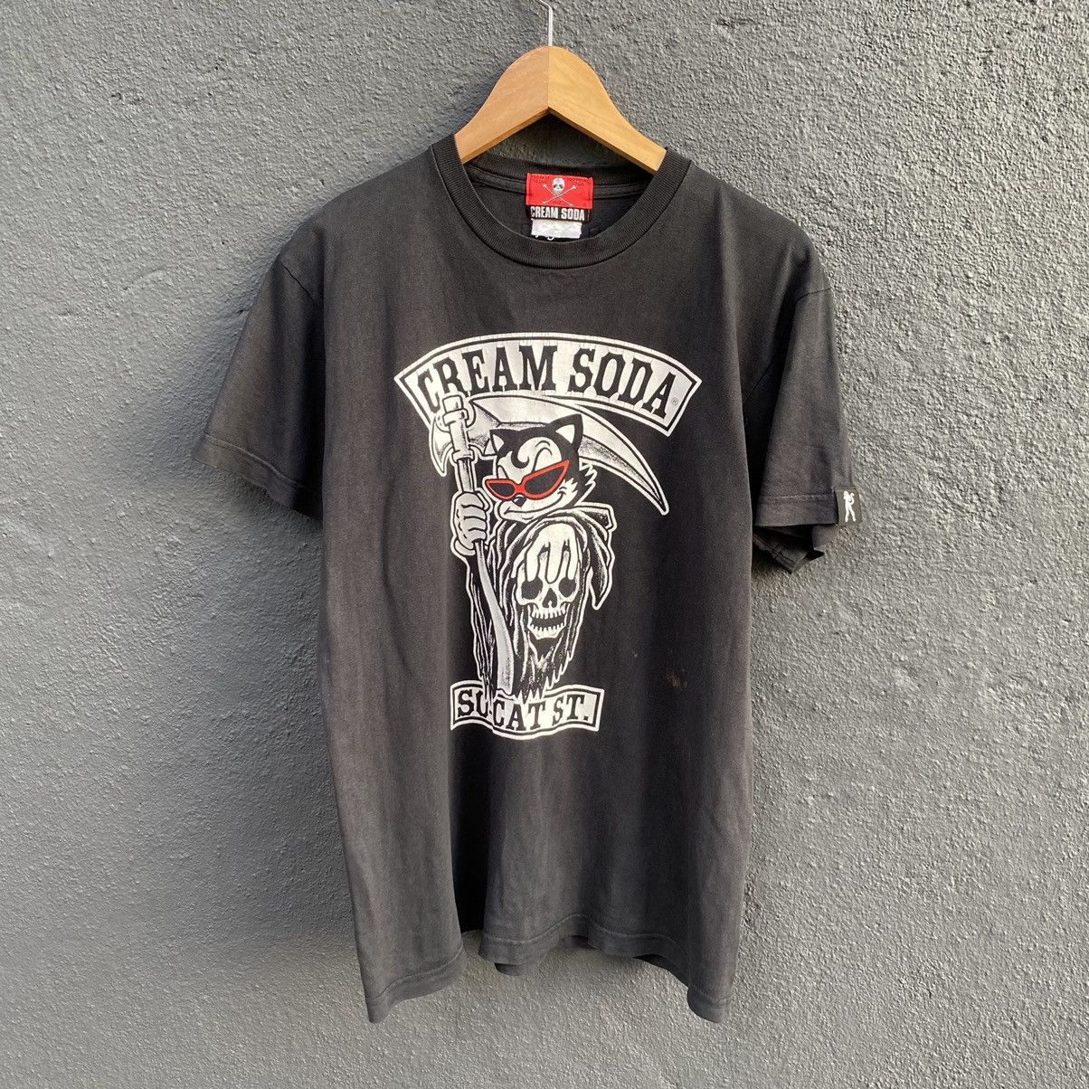 Japanese Brand Thrashed Faded Vintage Y2K Cream Soda ERD GRUNGE TEE Size US M / EU 48-50 / 2 - 1 Thumbnail