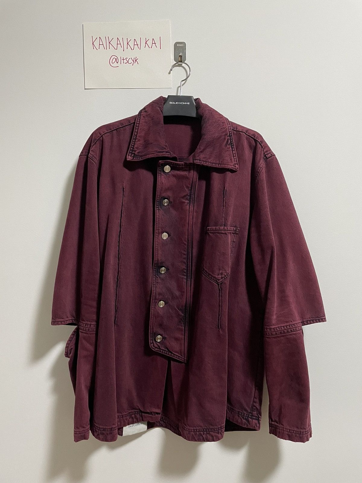 image of Namacheko Manni Overdyed Denim Shirt in Red, Men's (Size XL)
