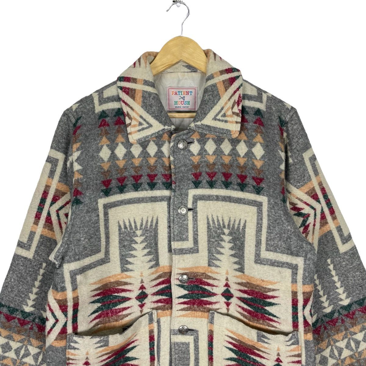 Japanese Brand × Native ❄️PATIENT HOUSE Navajo Wool Button Jacket Like Chimayo Size US M / EU 48-50 / 2 - 2 Thumbnail