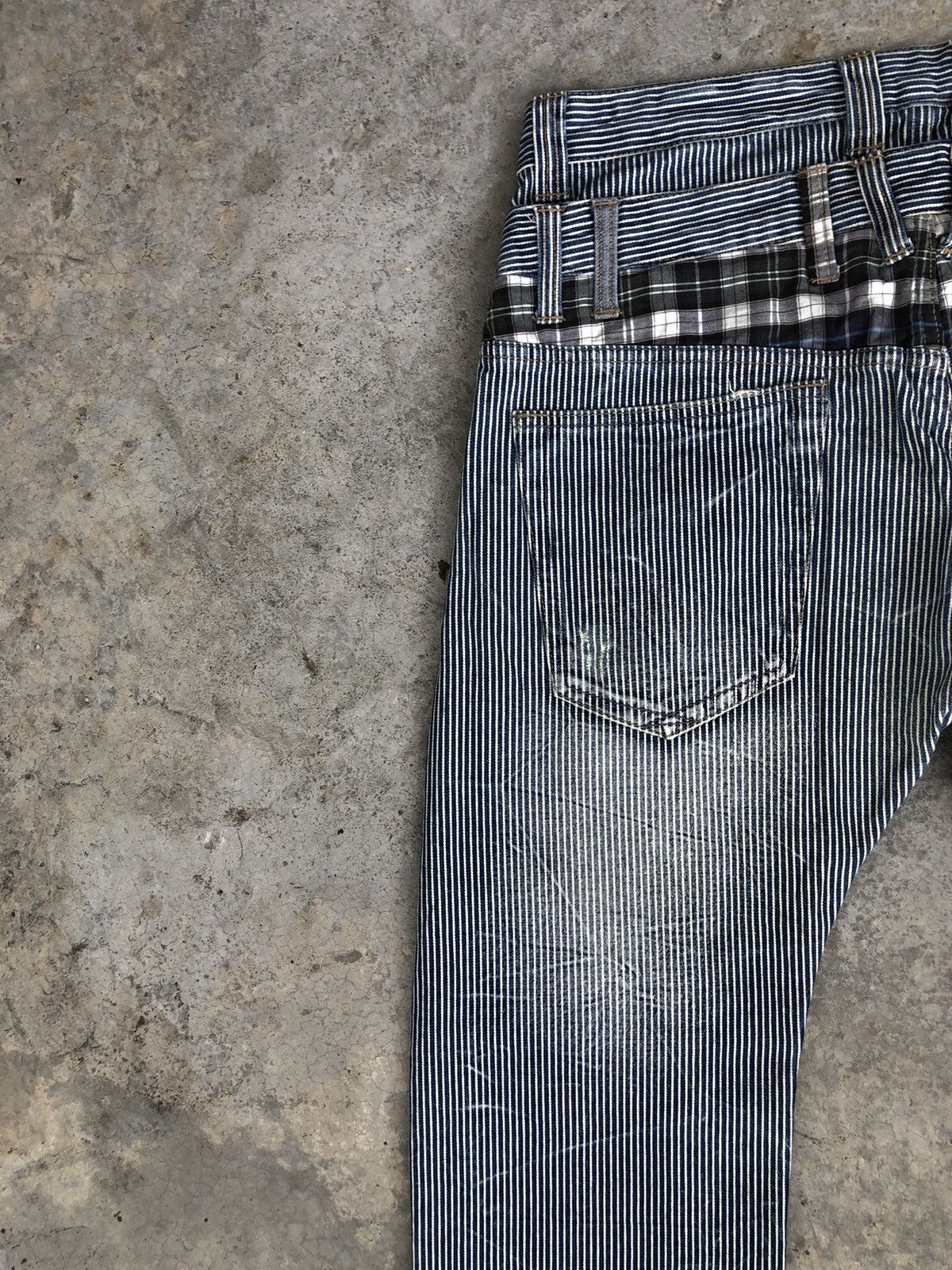 Japanese Brand Japanese Dominate Double Waist Hickory Stripe Distressed Size US 33 - 11 Thumbnail