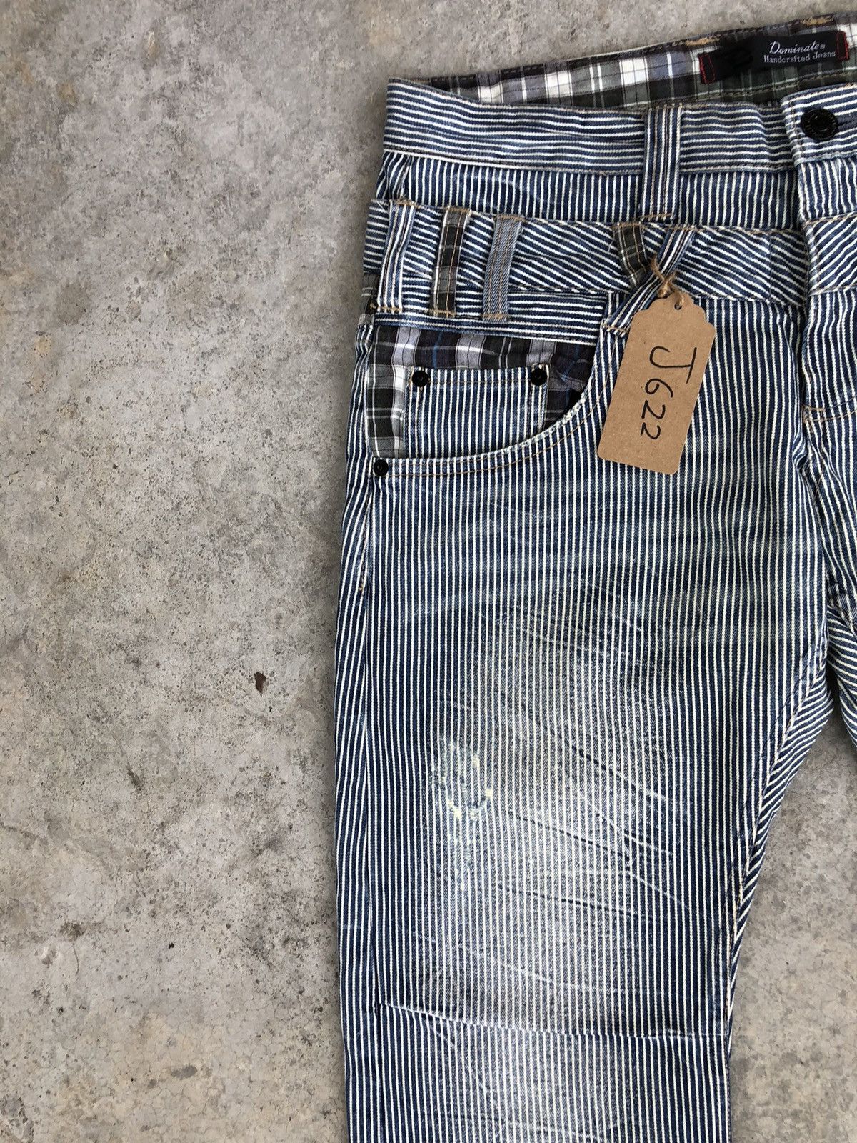 Japanese Brand Japanese Dominate Double Waist Hickory Stripe Distressed Size US 33 - 4 Thumbnail