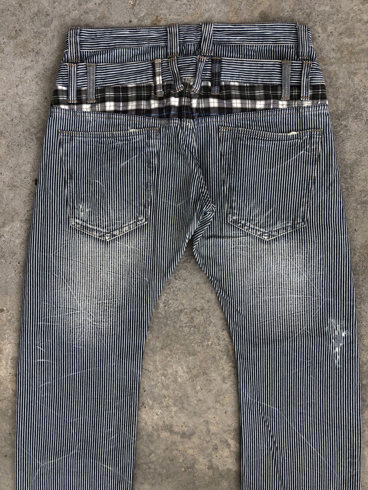 Japanese Brand Japanese Dominate Double Waist Hickory Stripe Distressed Size US 33 - 10 Thumbnail