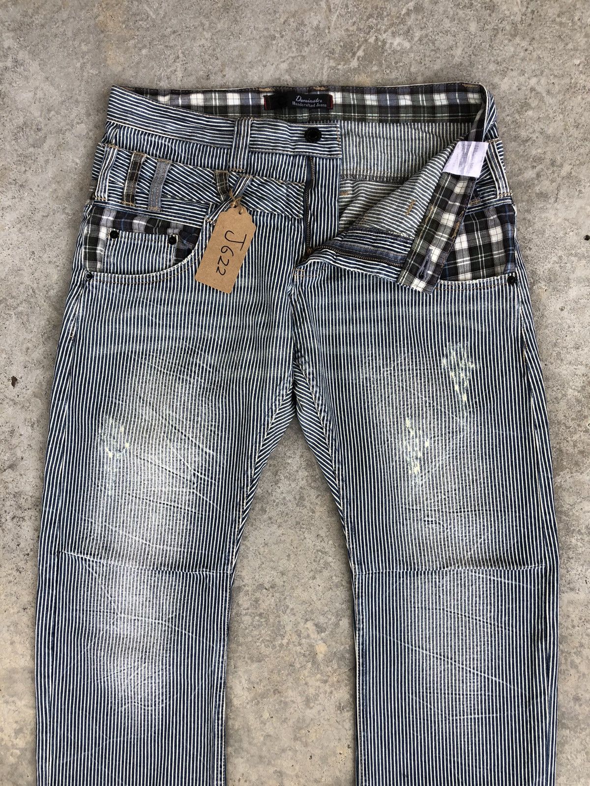 Japanese Brand Japanese Dominate Double Waist Hickory Stripe Distressed Size US 33 - 3 Thumbnail
